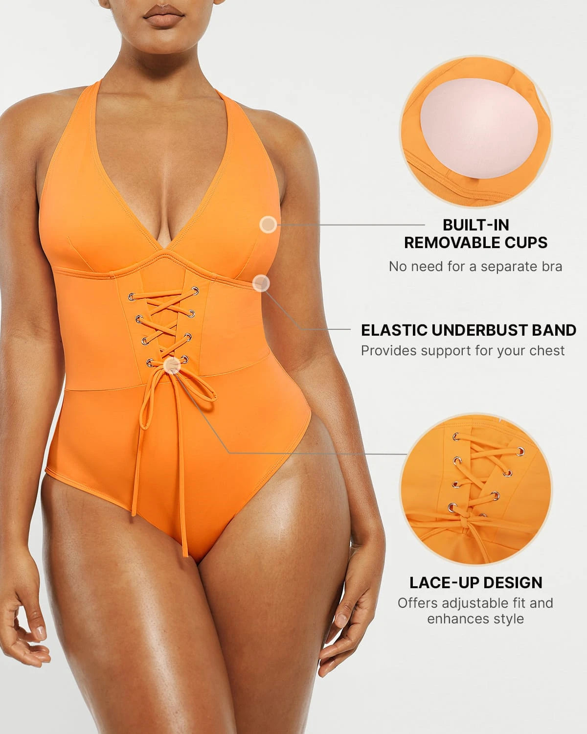 Smart Sculpt Plunge Corset Shaping Swimsuit - Slimming One Piece Bathing Suit for Women, Perfect for Beach Vacations & Pool Parties