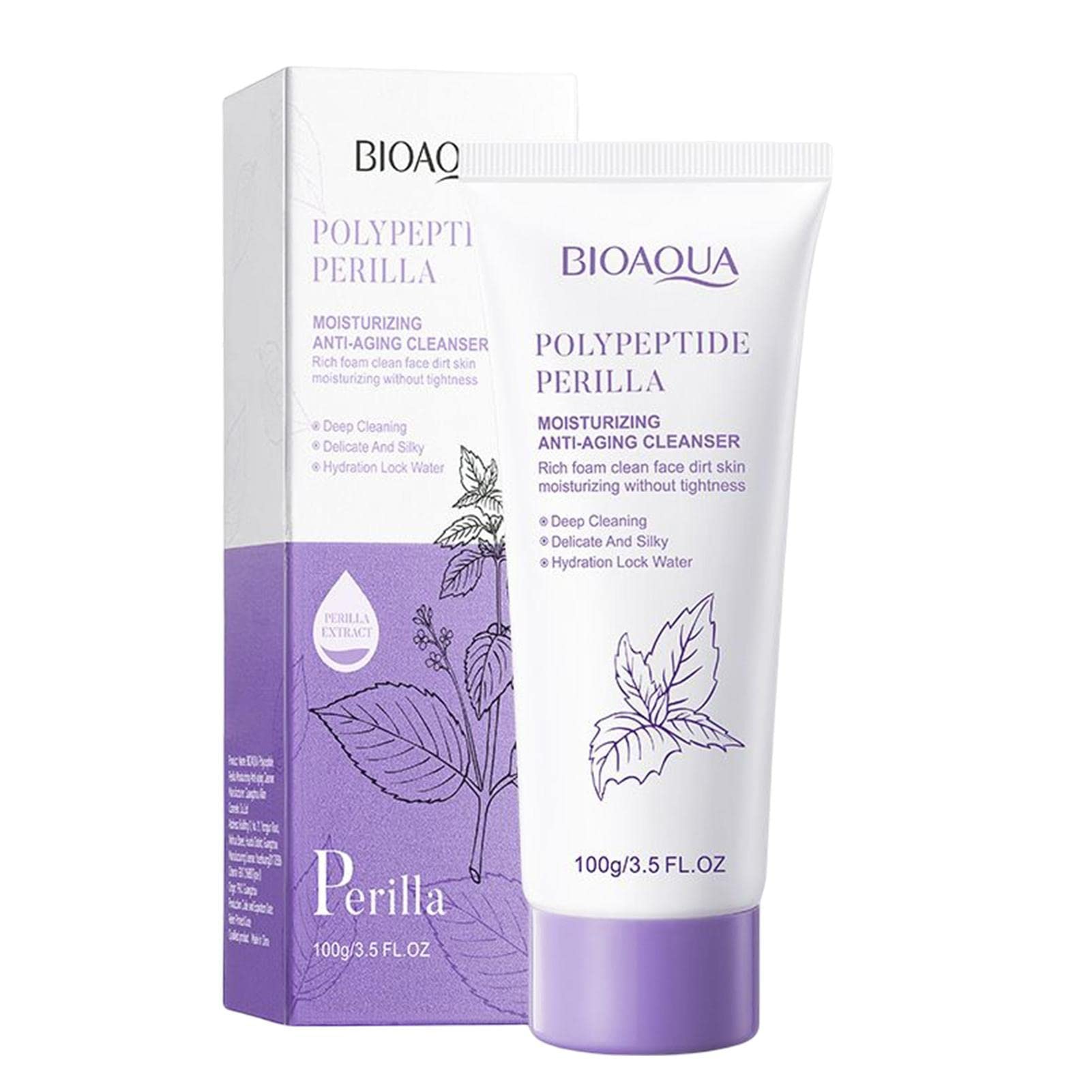 Natural Peptide Perilla Face Wash for Women - Gentle Moisturizing Facial Cleanser (3.5 fl oz) for All Skin Types - Removes Dirt & Excess Oil - Daily Skincare Routine for Dry, Oily & Sensitive Skin