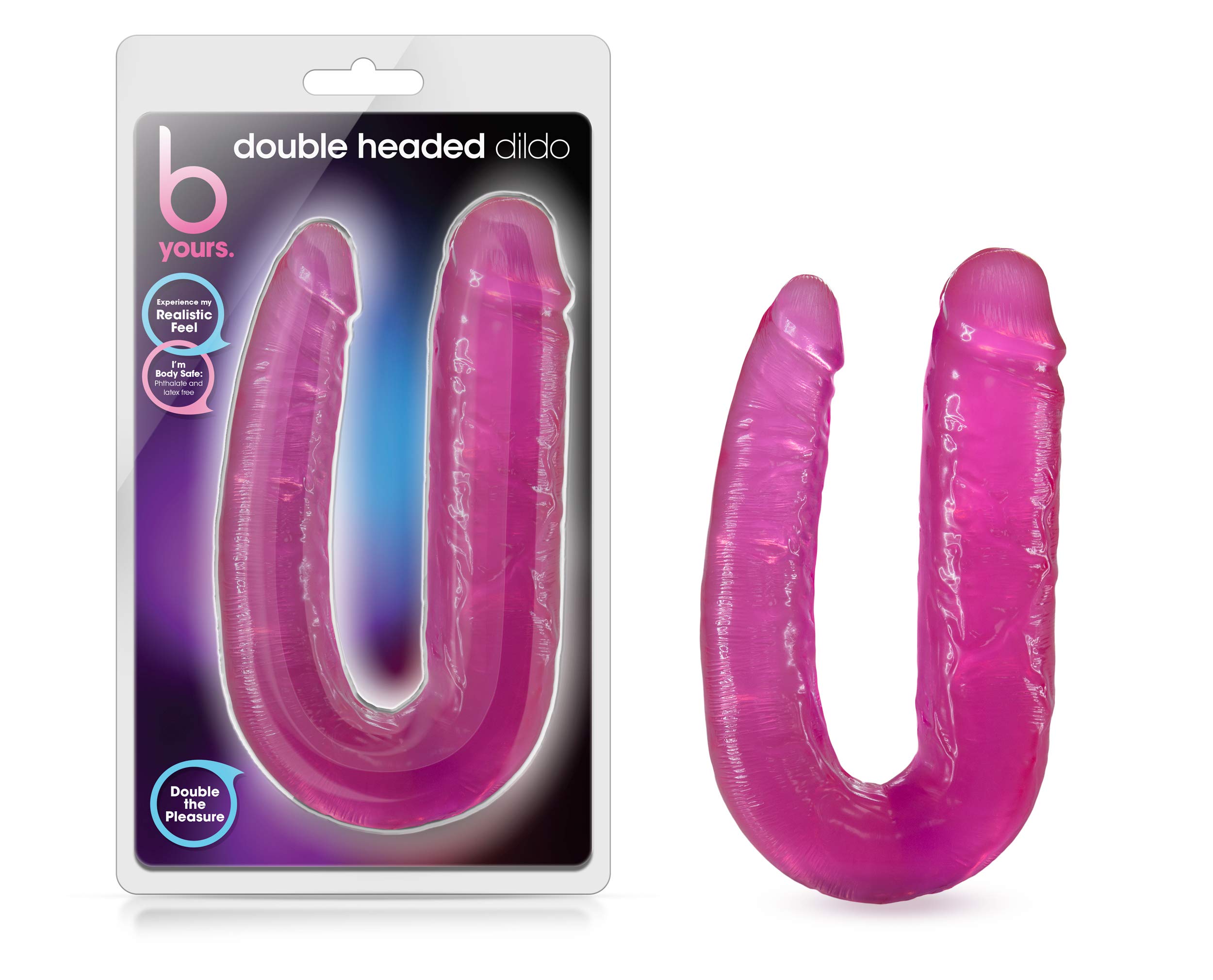 Blush Novelties B Yours Dual-Ended Realistic Dildo for Double Penetration - Pink Adult Toy for Women & Couples - Perfect for Solo Play, Partnered Fun and BDSM Scenes