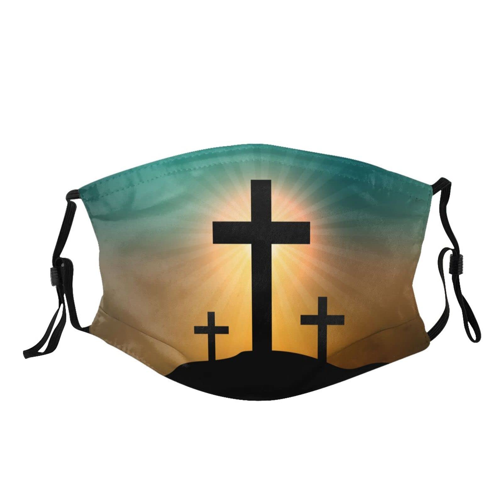 Tropical Leaves Cross Face Mask - Washable & Reusable Bandana with 2 Filters for Adults (Men & Women) - Perfect for Outdoor Activities, Travel & Daily Protection
