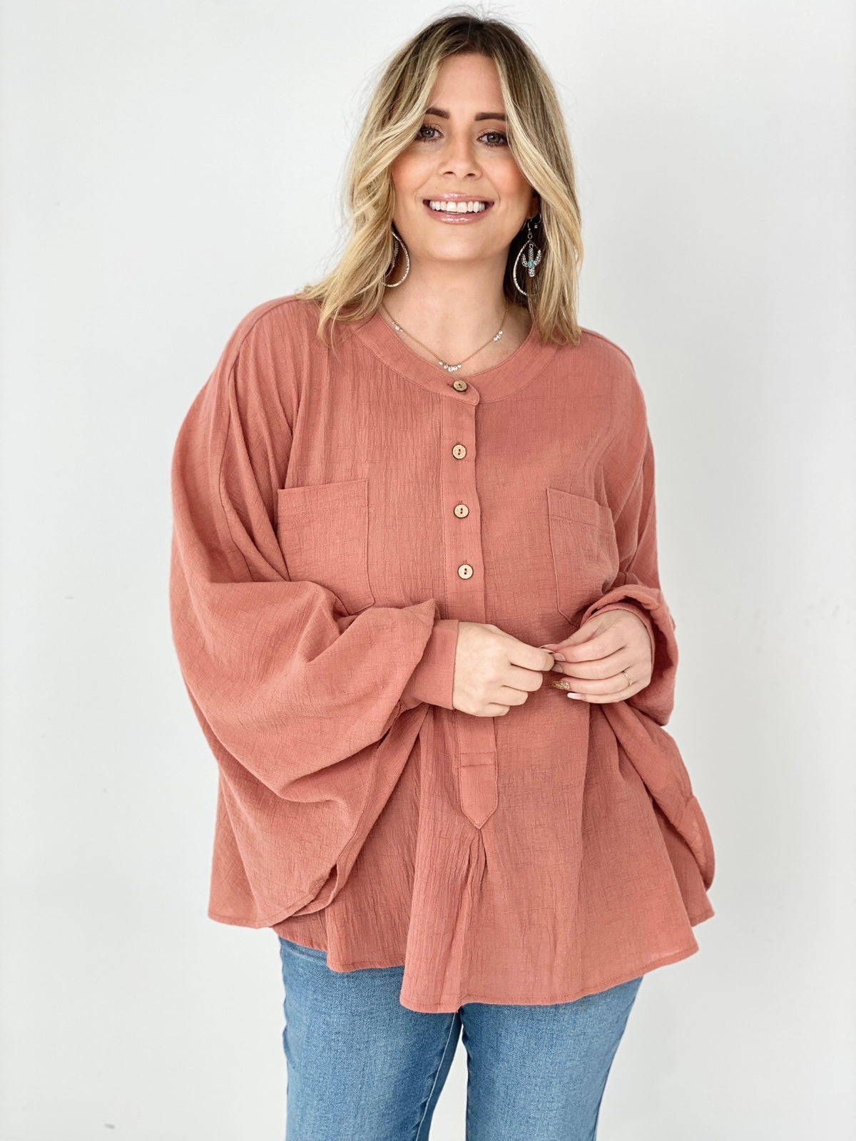 Stylish Oversized Cotton Linen Top for Women - Comfortable Textured Blouse for Casual Wear, Work & Travel