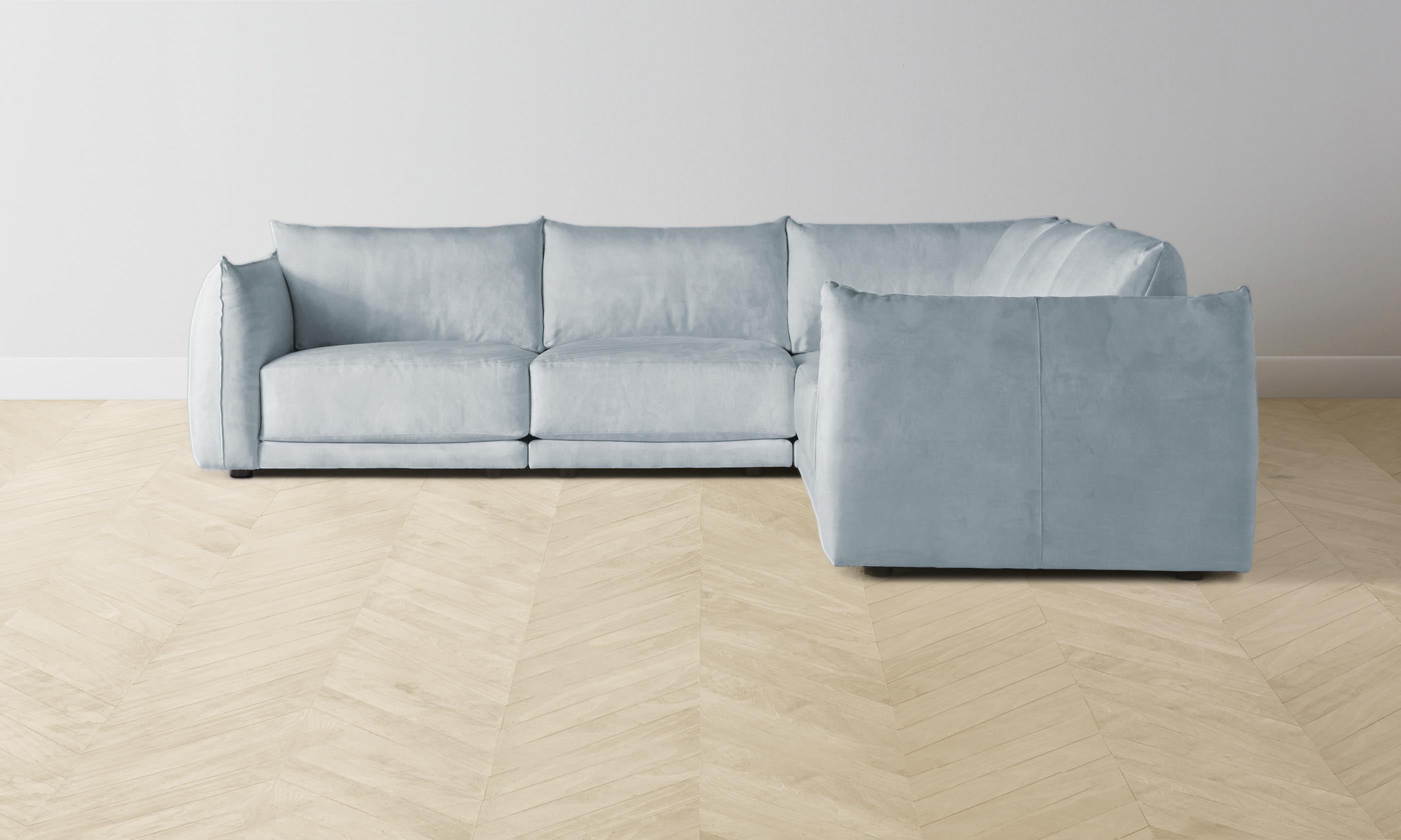 The Jones Modular Sectional Sofa - Performance Velvet Sky Blue Fabric - Perfect for Living Room, Lounge & Family Gatherings