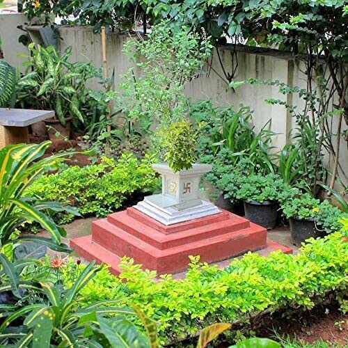Tyagi-Export 10-inch White Tulsi Planter with Stand for Incense Sticks - Traditional Indian Pot for Home, Garden, Porch Decor | Perfect for Puja, Meditation & Ayurvedic Herbs