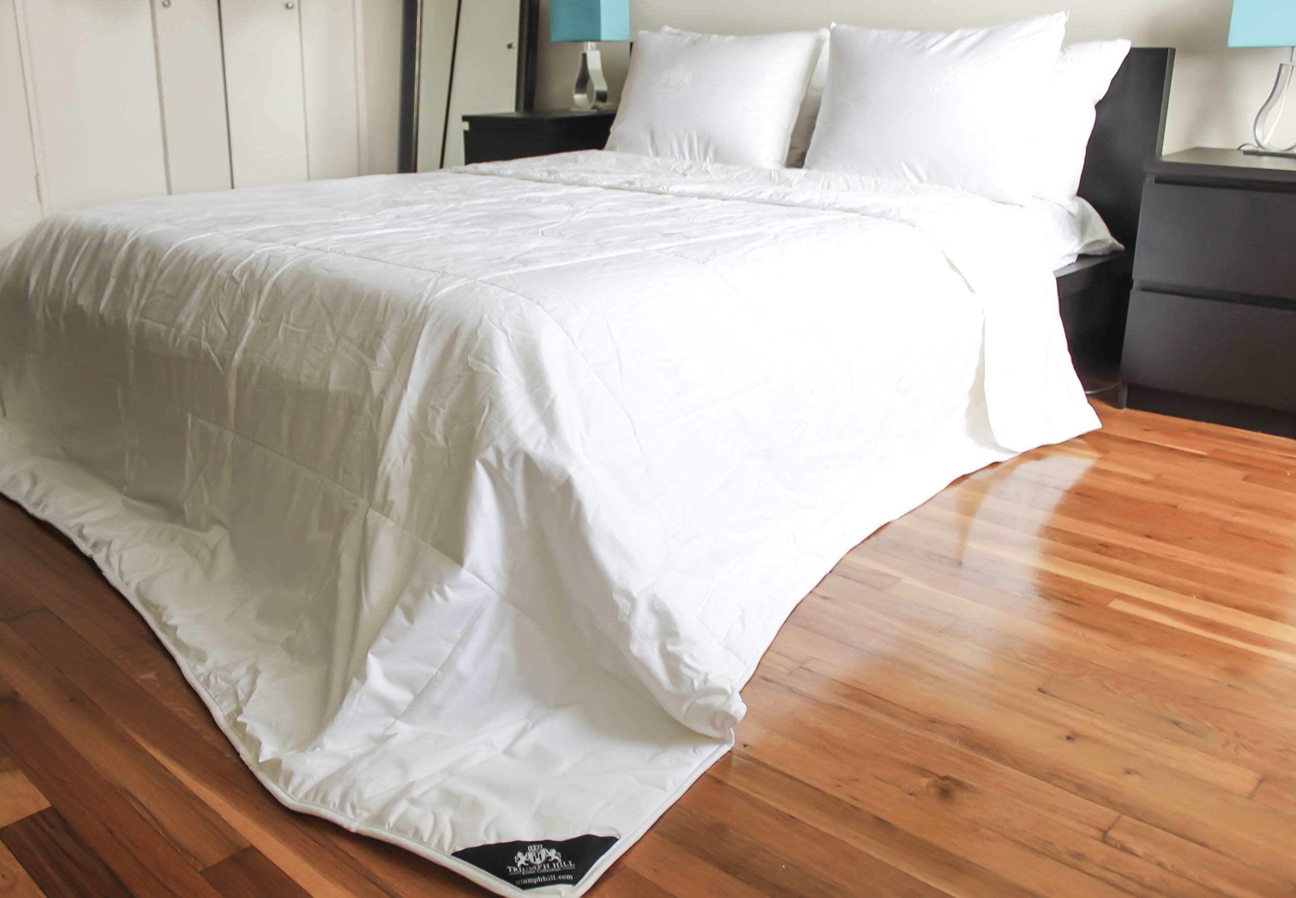 Premium Heavyweight Silk Bed Comforter - Queen Size White Luxury Duvet Insert for All-Season Comfort | Perfect for Master Bedroom, Guest Room & Hotel Decor