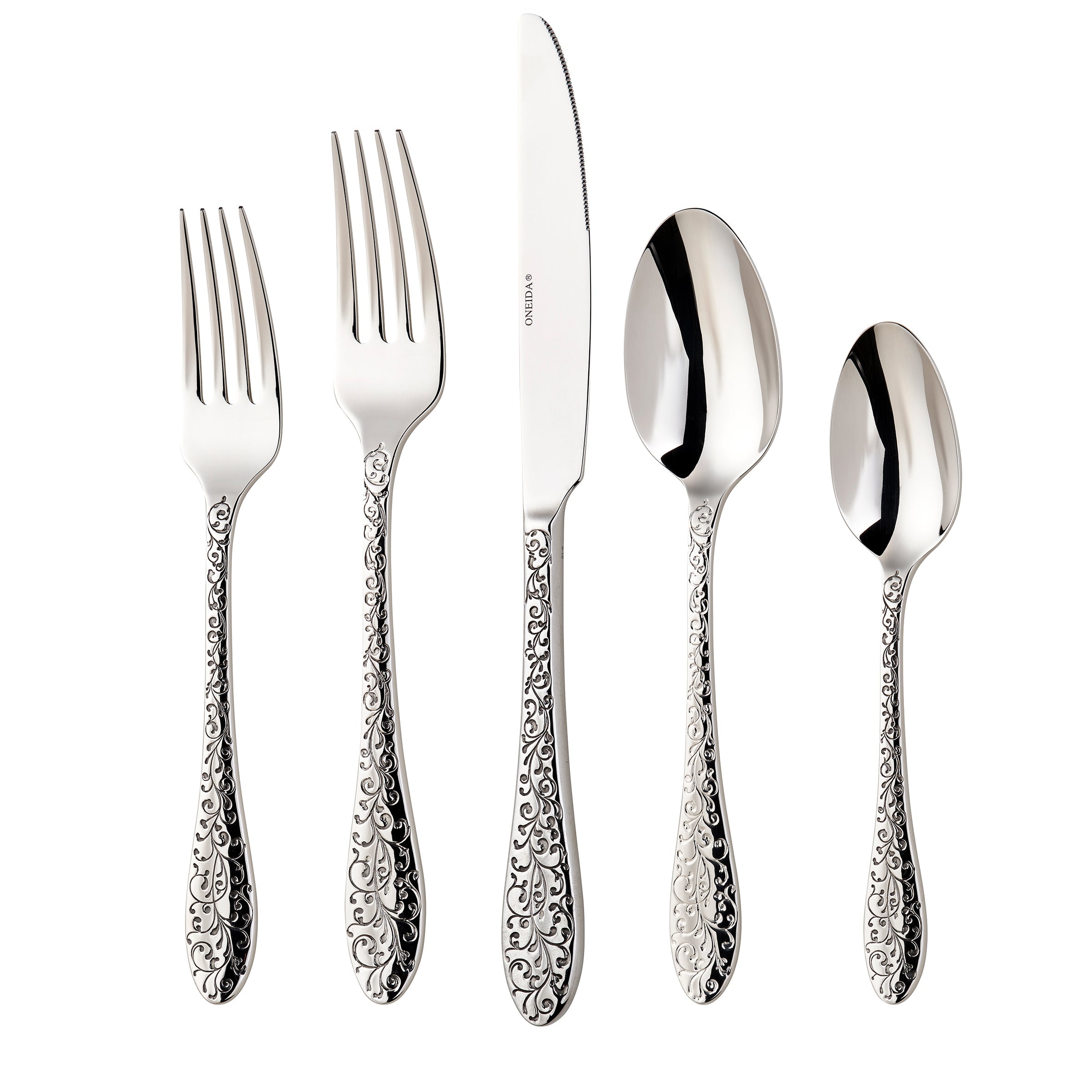 Ivy Flourish 20-Piece Stainless Steel Flatware Set - Elegant Silverware for Dining, Entertaining & Gift Giving