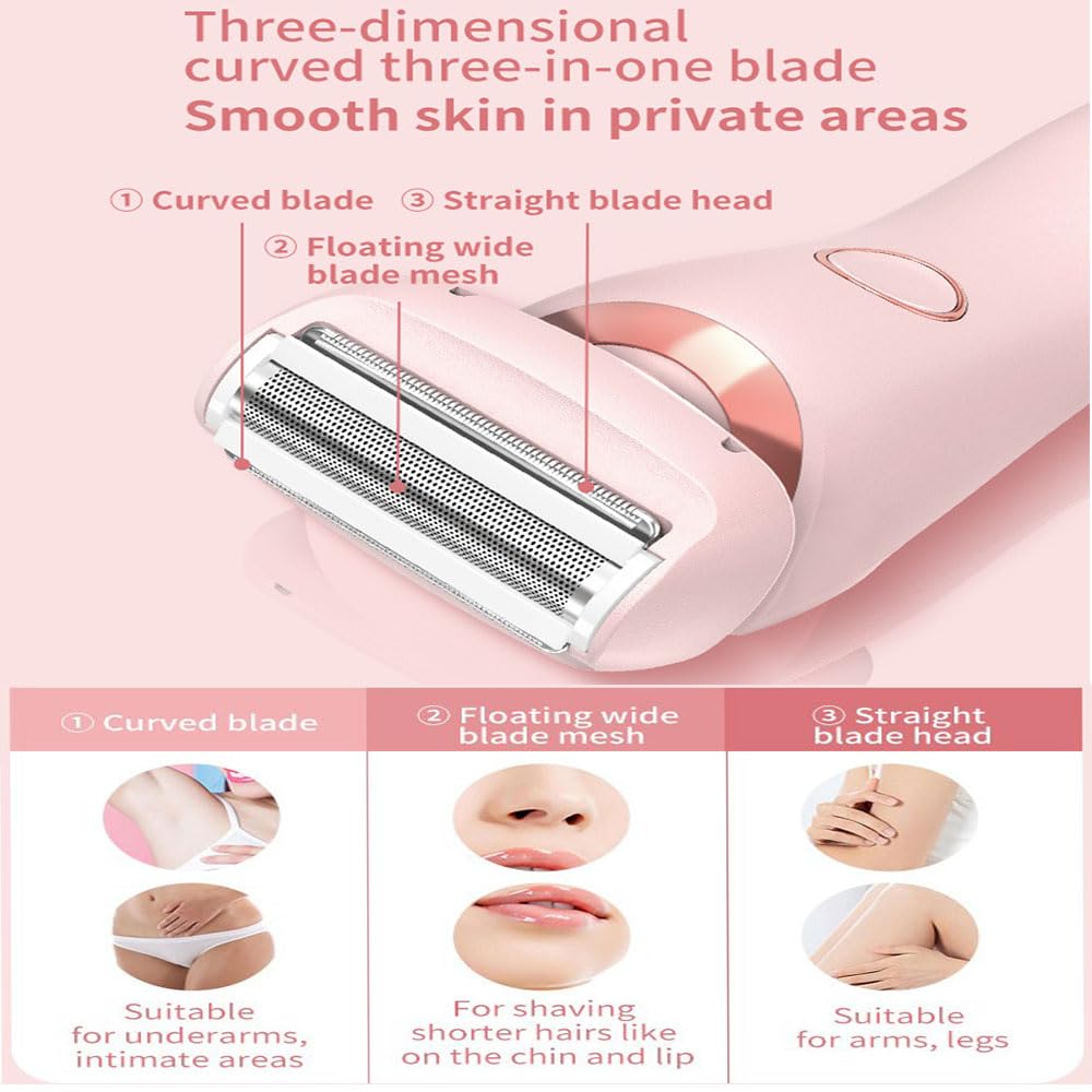 DUSK Glide Pro 3.0 Women's Electric Razor - 2-in-1 Wet & Dry Shaver for Smooth Legs & Bikini Area - Rechargeable Cordless Lady Shaver with Floating Heads (Blue) - Perfect for Travel, Gym & Quick Hair Removal at Home