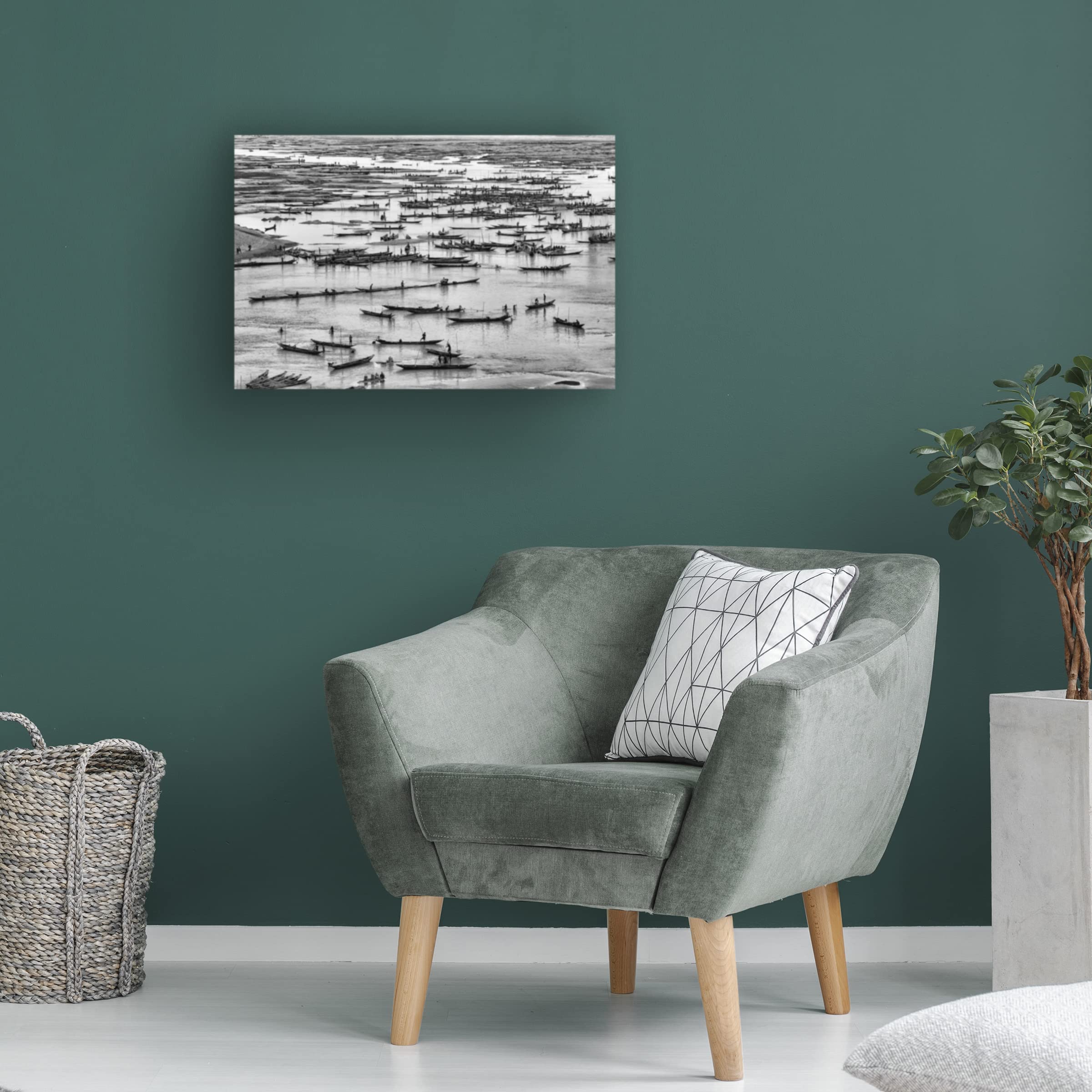 Trademark Fine Art 'Mass of Boats' Canvas Wall Art Print by Azim Khan Ronnie - Coastal Nautical Decor for Living Room, Bedroom & Office