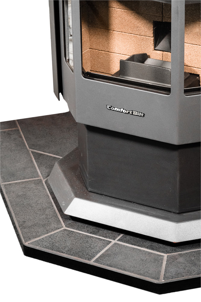 ComfortBilt Pellet Stove Corner Hearth Pad - Mill Black | Fireplace Protection for Hardwood Floors | Perfect for Living Rooms & Basements
