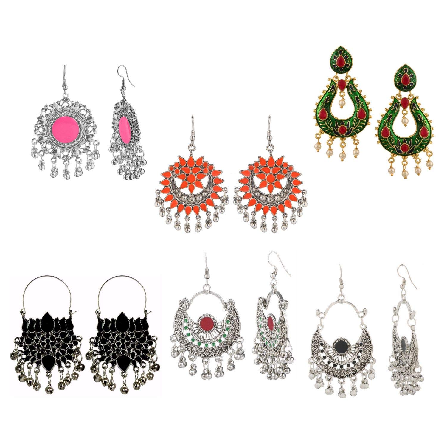 Vintage Indian Boho Oxidized Jhumka Earrings for Women - Retro Ethnic Gypsy Dangle Drop Chandbali Jewelry - Perfect Gift for Her, Wedding, Festival & Party Accessories
