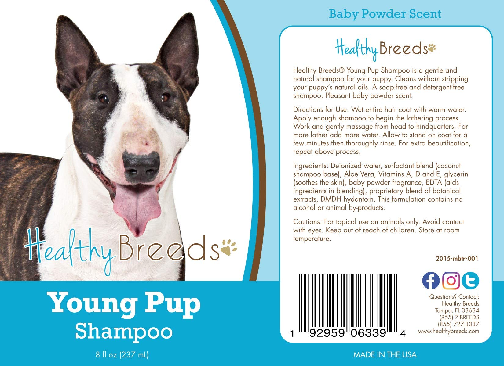 Healthy Breeds Miniature Bull Terrier Puppy Shampoo 8 oz - Gentle Cleansing for Sensitive Skin, Tear-Free Formula for Bath Time & Grooming