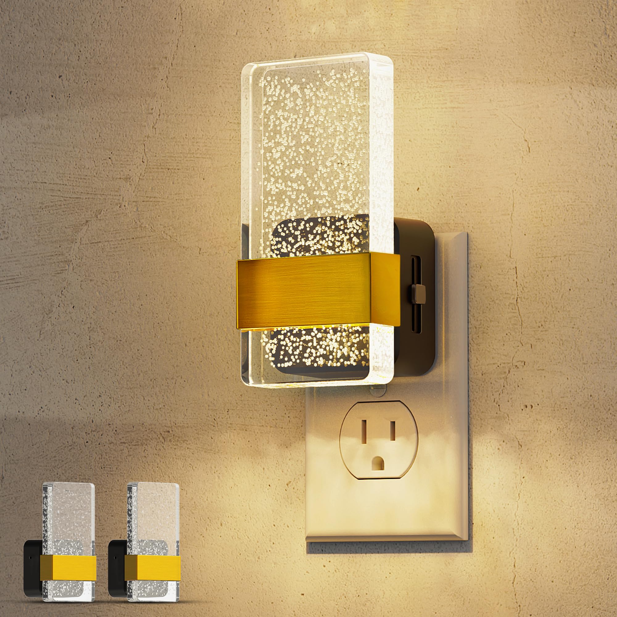 **L LOHAS 2-Pack LED Night Lights Plug Into Wall - Dusk-to-Dawn Sensor, 0-100LM Dimmable, Wall Sconce-Style Design for Bathroom, Hallway, Stairway - Perfect for Kids, Elderly & Safe Night Navigation**