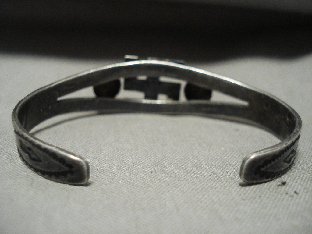 Vintage Navajo Whirling Logs Silver Bracelet - Authentic Native American Jewelry from 1920s-1930s - Perfect for Boho Fashion, Western Style & Cultural Collectors