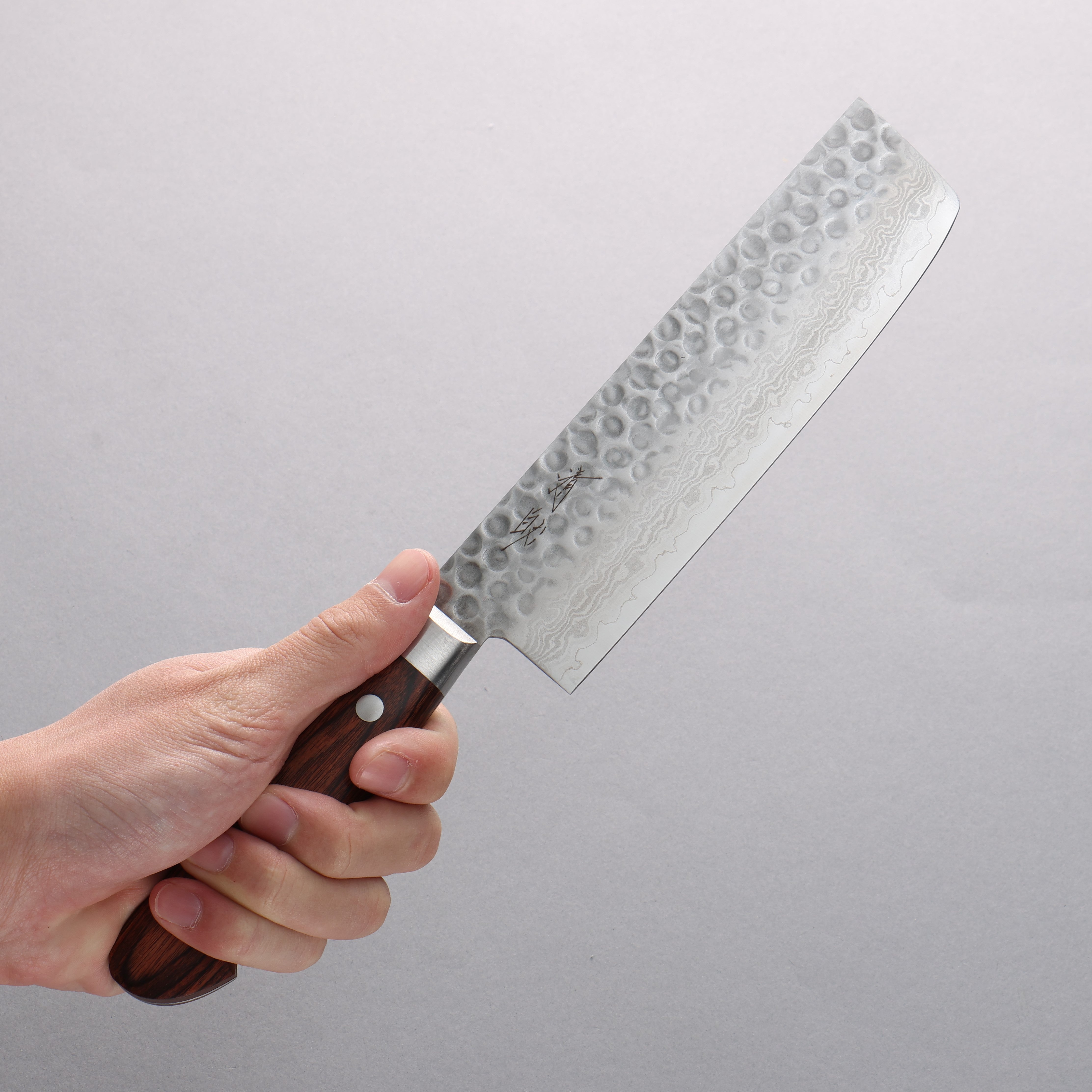Premium Seisuke VG10 17-Layer Damascus Nakiri Knife - 165mm Japanese Kitchen Knife with Mahogany Handle - Perfect for Slicing Vegetables, Fruits & Sushi Preparation