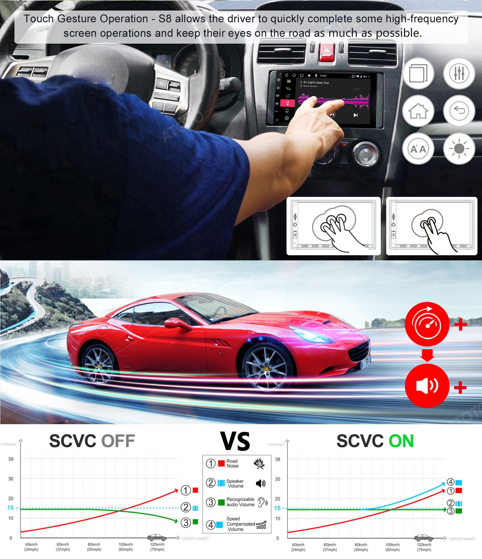 ATOTO 7-inch Android Car Stereo with Wireless CarPlay & Android Auto - Dual Bluetooth, QLED Touchscreen, HD Rearview Camera (Model S8G2B74PM) | Perfect for Tesla, Toyota, Honda & More - Upgrade Your In-Car Entertainment System