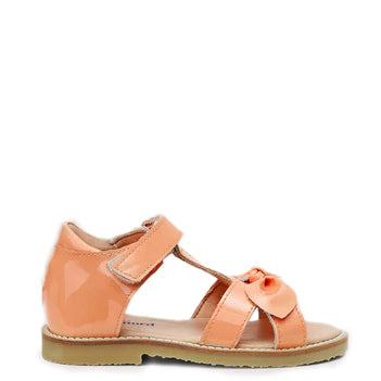 Petit Nord Women's Apricot Patent Leather Bow Sandals - Elegant Dress Shoes for Weddings, Parties & Special Occasions