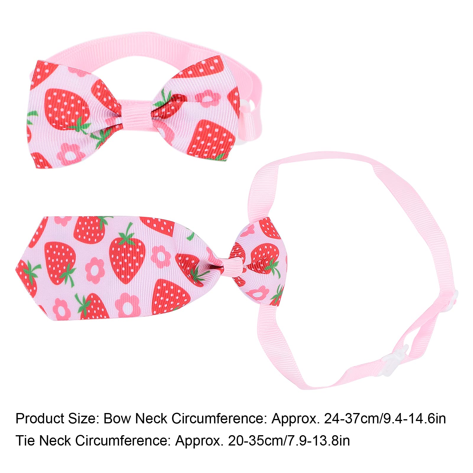 Adjustable Pet Bow Ties Set for Small Dogs & Cats - Strawberry Print & Patriotic Dog Neckties - Spring Assorted Mini Pet Accessories for Parties, Weddings & Photo Shoots