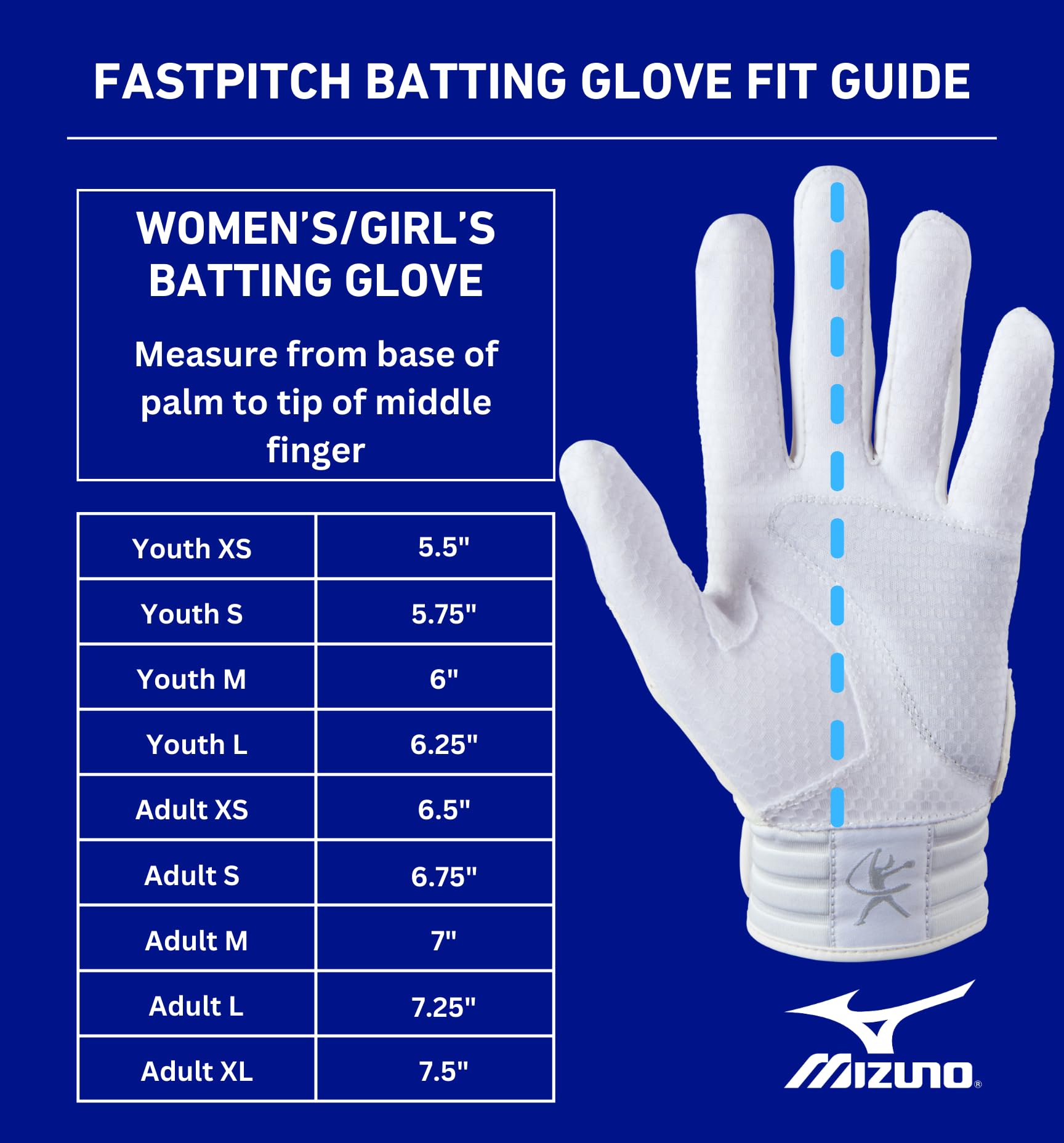 Mizuno F-257 Women's Softball Batting Gloves - Premium Full Grain Leather Palm with AirMesh Inserts & QuikAdjust Wrist Tab - Perfect for Fastpitch, Slowpitch & Training Sessions