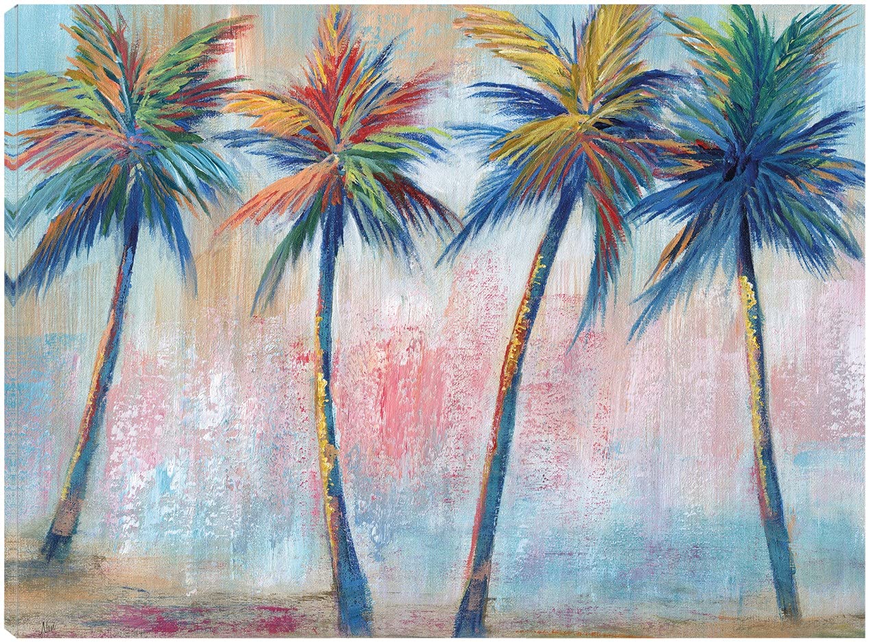 Vibrant Color Pop Palms Canvas Wall Art - Modern Tropical Decor by Artist Nan - 46