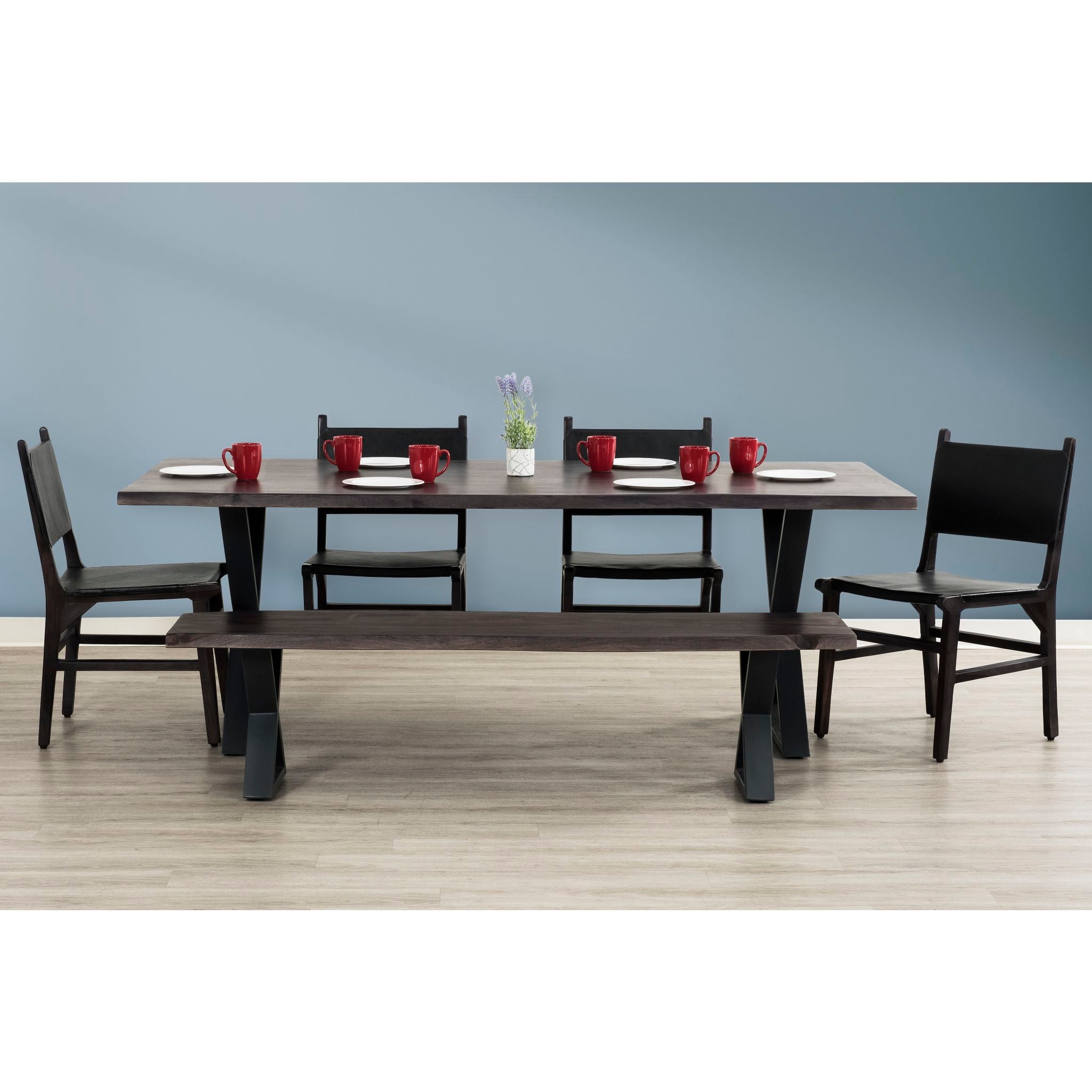 Adina Modern Dining Table Set - Grey & Black Finish - 6 Seater Kitchen Table for Small Spaces - Perfect for Apartments, Condos, and Cozy Homes