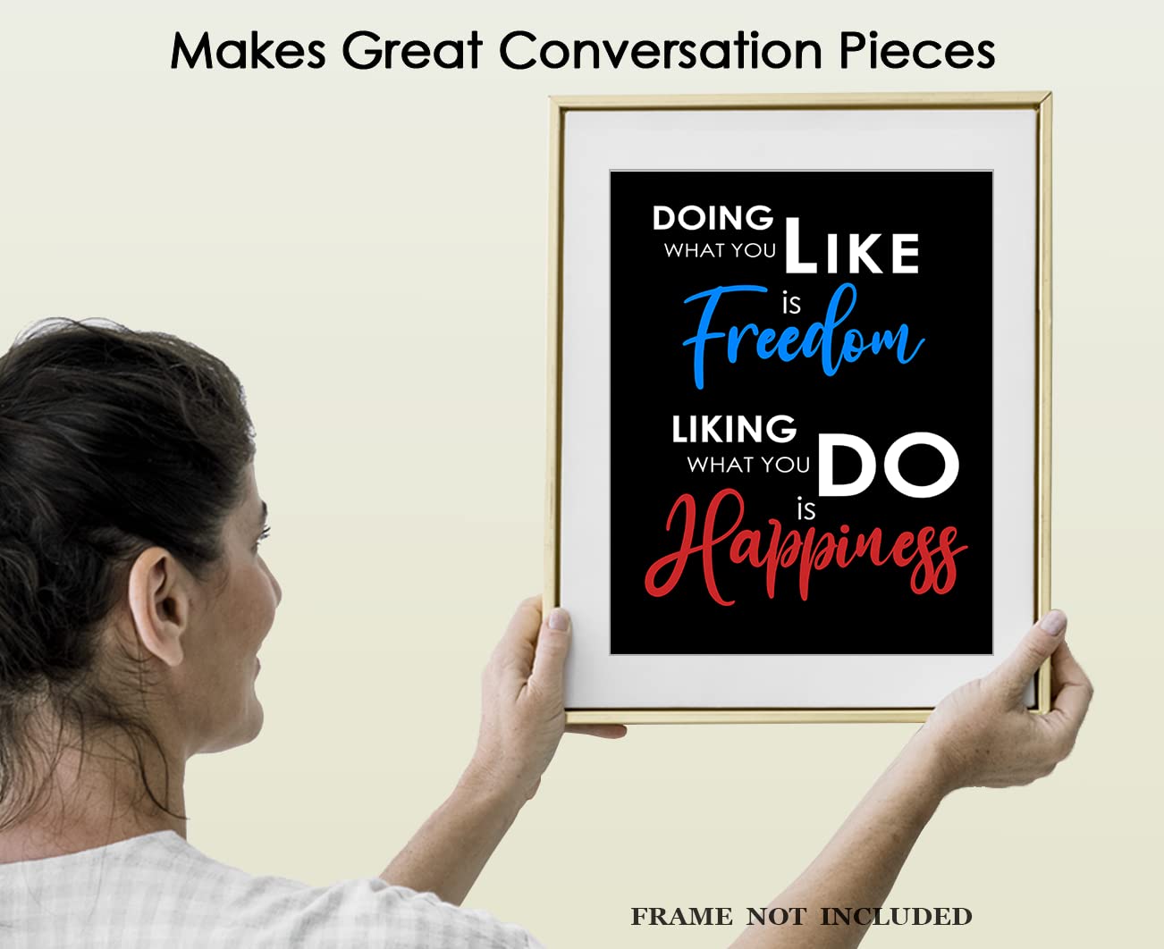 Inspirational Wall Art Poster 'Doing What You Like is Freedom' - 8x10 Motivational Office Decor for Men, Women & Kids - Positive Affirmations for Home, Workplace & Classroom