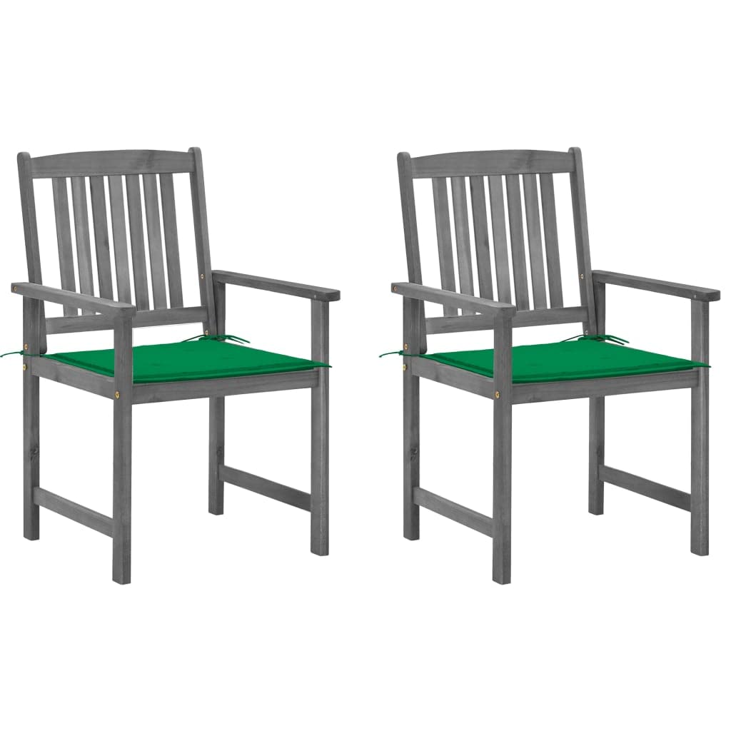 CHARMMA 2-Piece Gray Acacia Wood Patio Chairs with Cushions - Outdoor Furniture Set for Garden, Poolside & Backyard Relaxation
