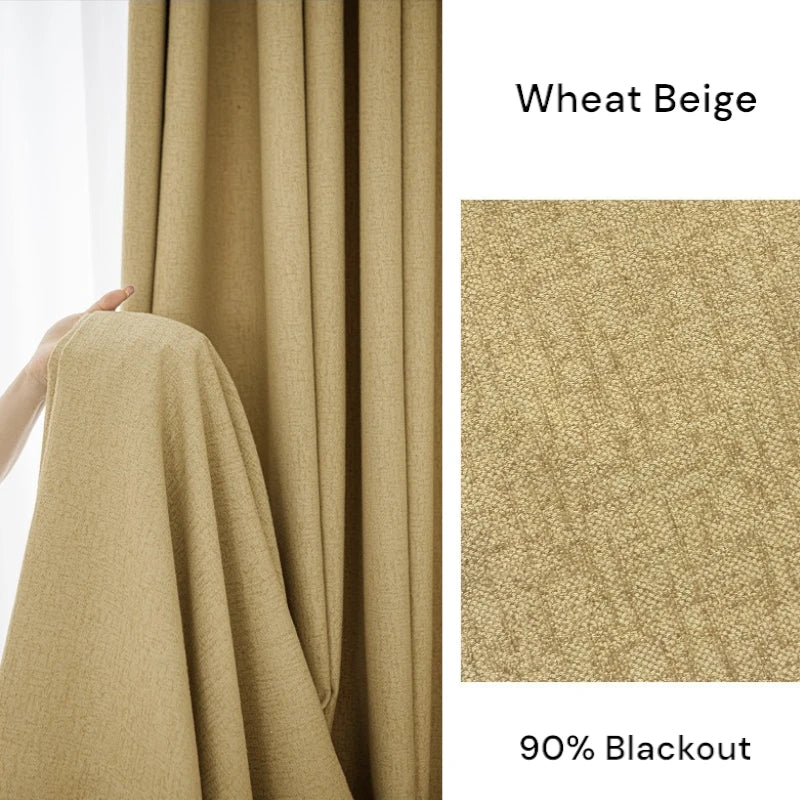 Agnes Textured Cotton Linen Blackout Curtains for Bedroom - Custom Size Thermal Insulated Drapes for Living Room & Nursery (96