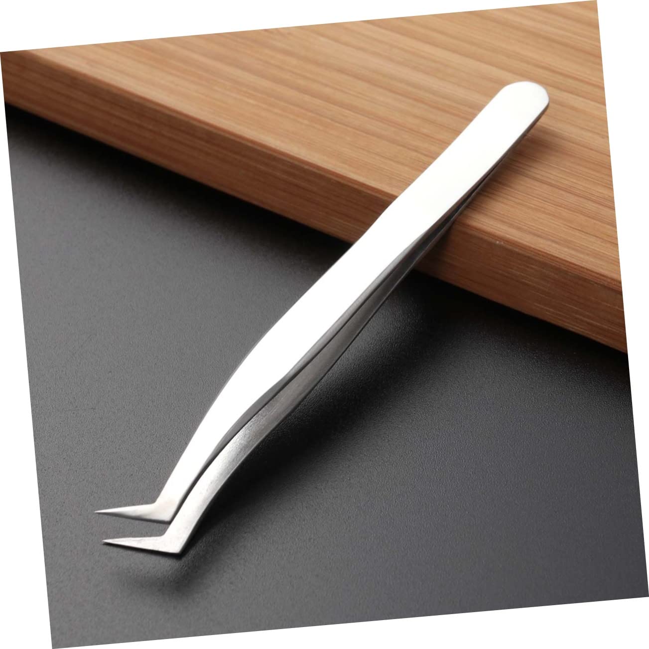 Premium Stainless Steel False Eyelash Tweezers - 7-Shaped Clip for Lash Extensions & Makeup | Professional Precision Tool for Salon & Home Use