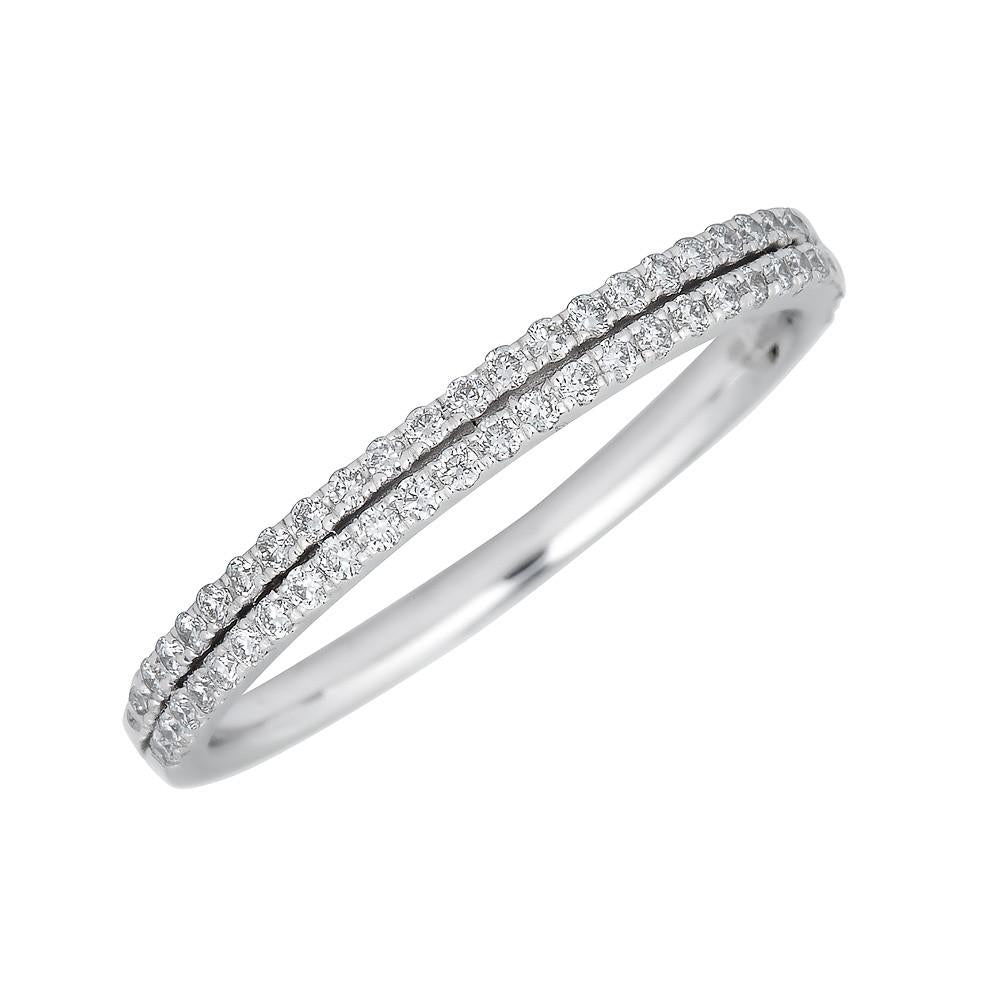 14KT Gold 0.25 CTW Diamond Double Row Band Ring for Women - Elegant Wedding, Anniversary or Everyday Jewelry Gift