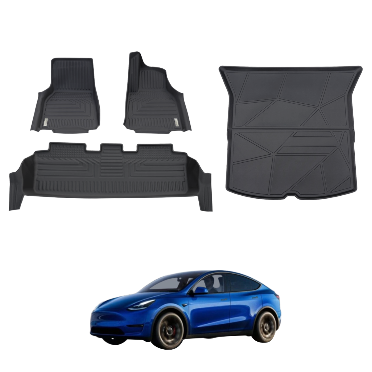 5D All-Weather Custom Fit Car Floor Mats for Tesla Model Y 2022-2025 - Waterproof & Durable Protection for Mud, Snow, and Spills - Perfect for Daily Commute, Road Trips, and Family Adventures
