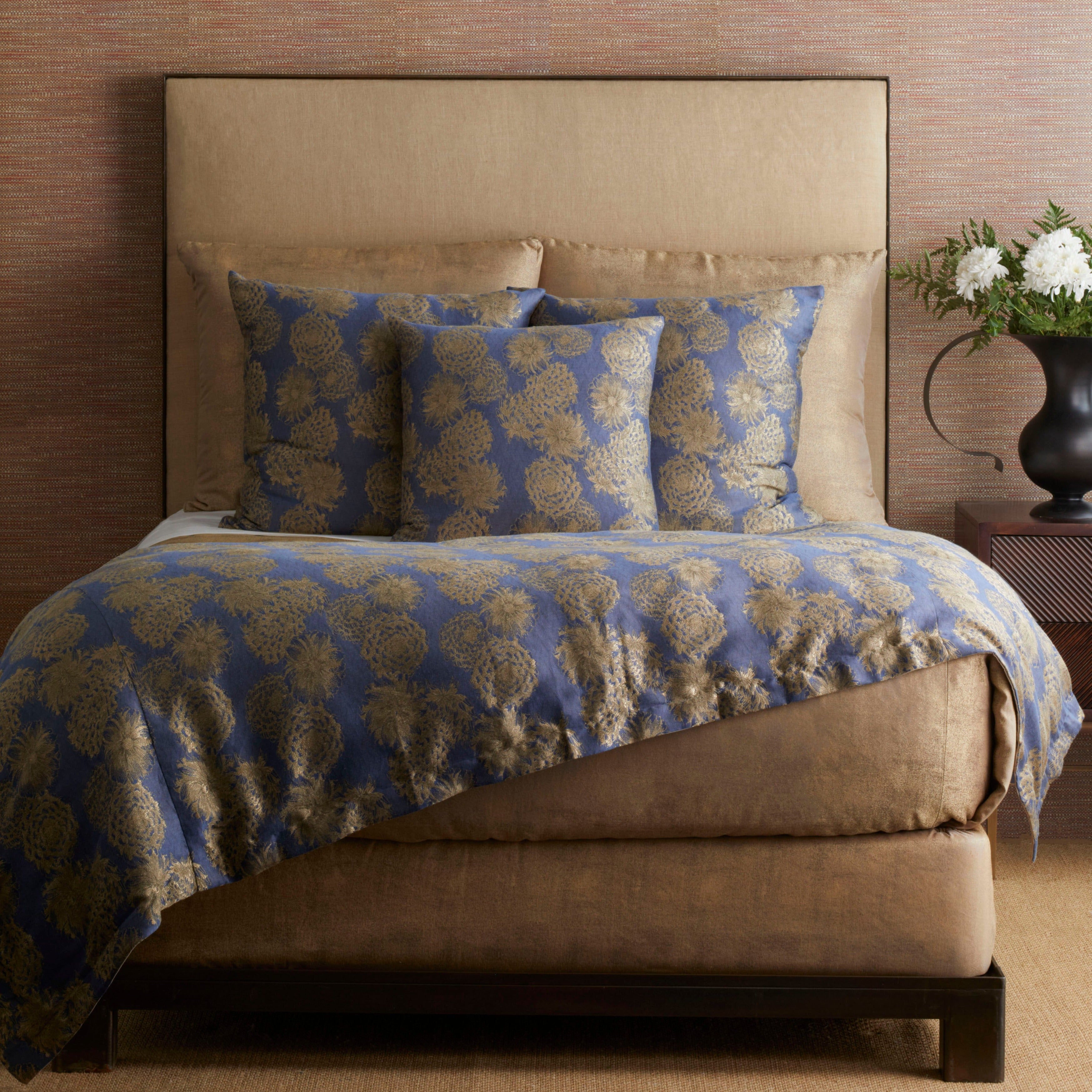 Premium Chrysanthemum Euro Sham Pillowcase - 26x26 Inches, 100% Cotton, Decorative Bedding for Home & Hotel - Perfect for Master Bedroom, Guest Room & Luxury Accommodations
