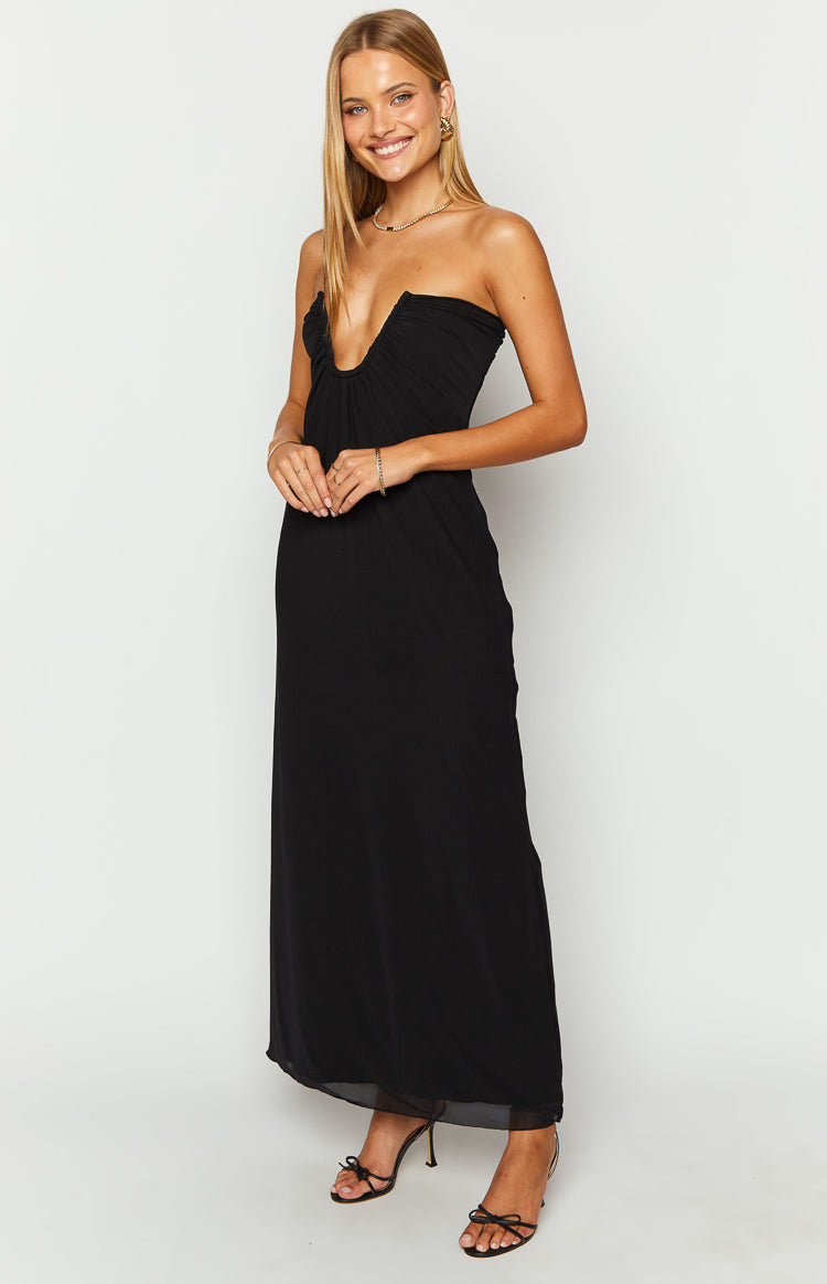 Braelyn Black Strapless Maxi Dress for Women - Elegant Formal Evening Gown for Weddings, Prom & Special Occasions
