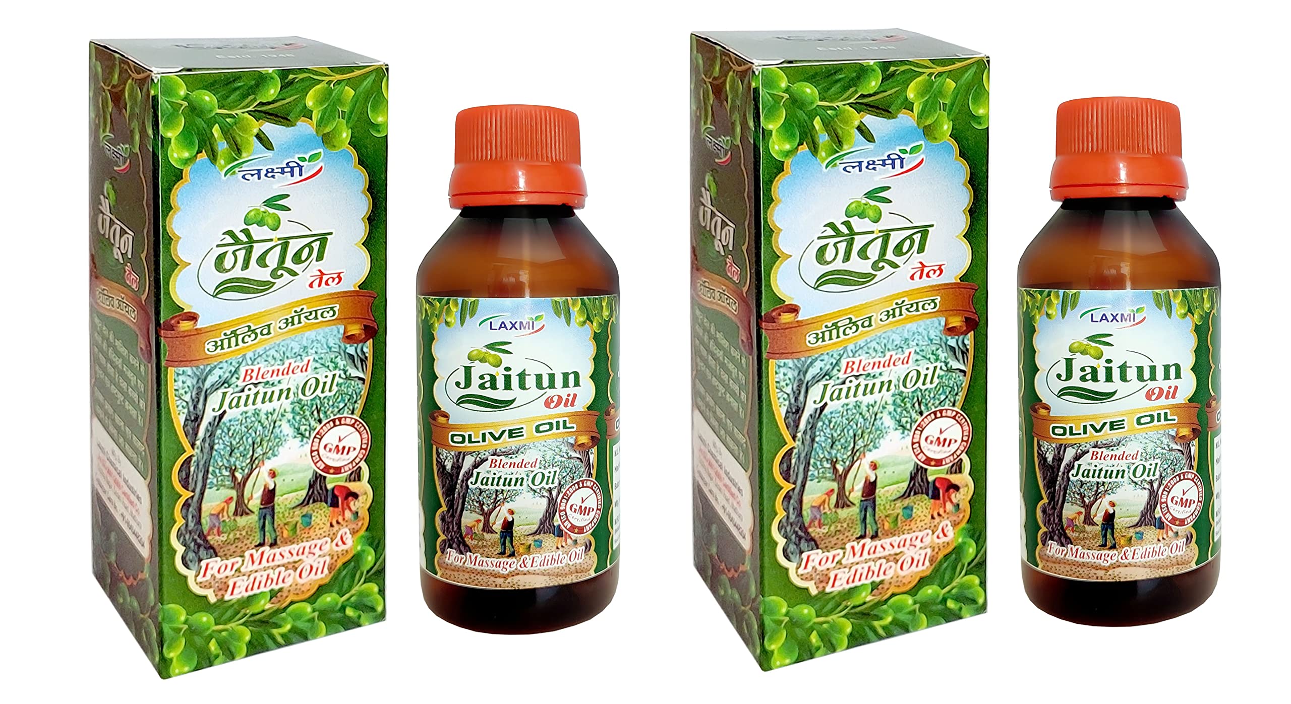 Laxmi Extra Light Olive Oil for Skin, Hair, Face & Body Treatment - 100% Pure Natural Baby Massage Oil (200ml) | Hydrating Moisturizer for Dry Skin, Hair Care & Relaxing Massage Therapy