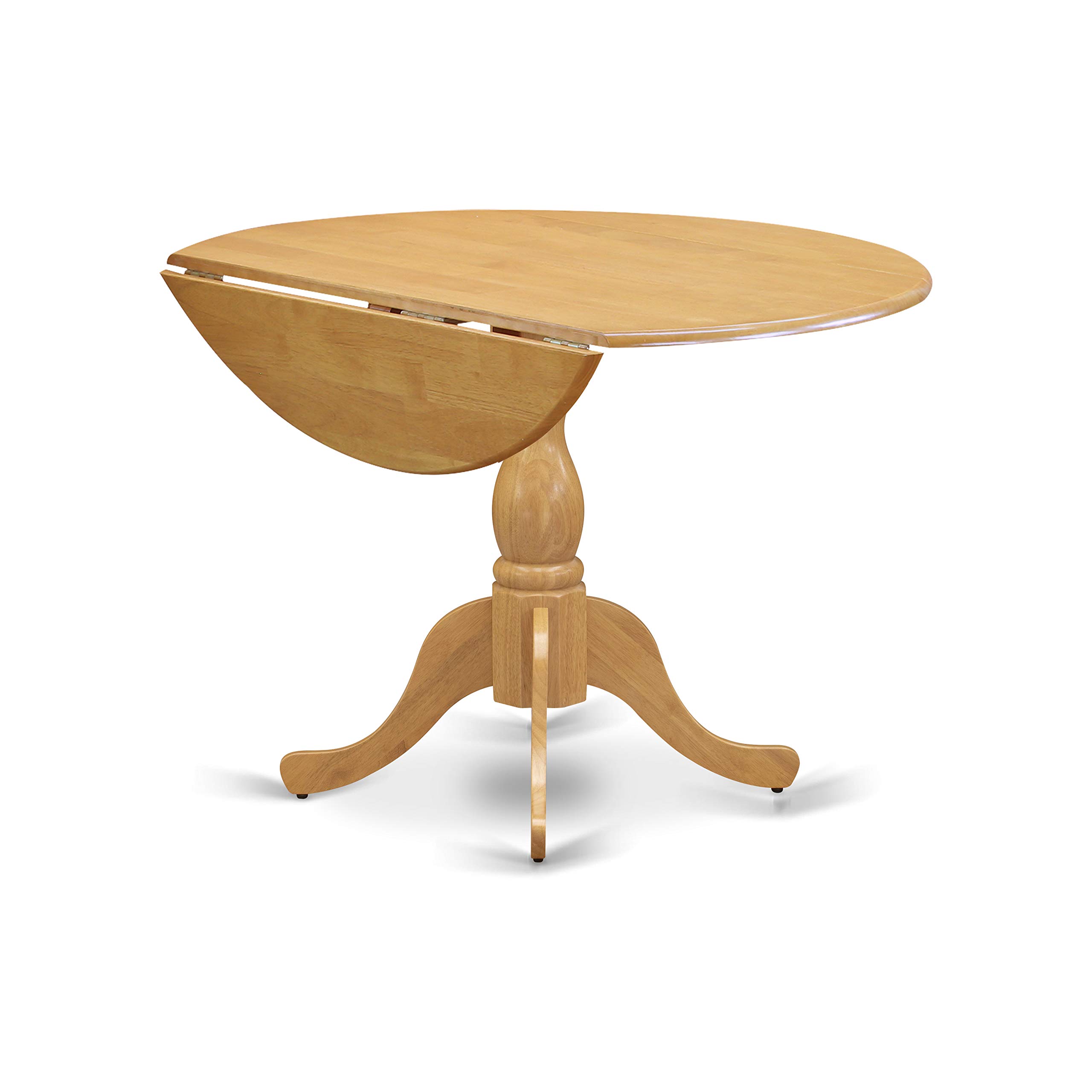 Modern 3-Piece Dining Table Set with Round Drop-Leaf Table & 2 Chairs - 42x42 Inch Solid Oak - East West Furniture DMGR3-OAK-W - Perfect for Small Kitchens, Breakfast Nooks & Compact Dining Spaces