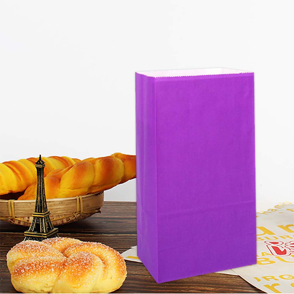 KEYYOOMY 100-Pack Small Purple Paper Party Favor Bags - 3.5