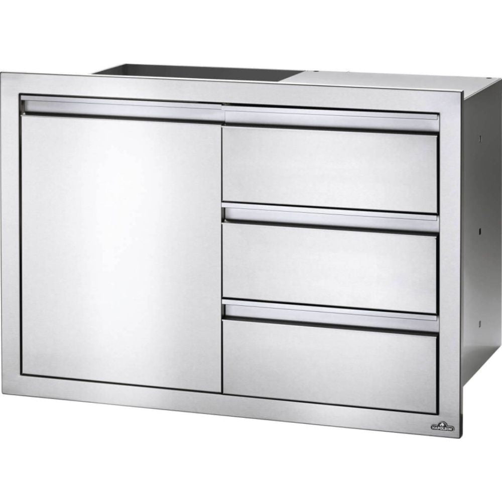 Napoleon BI 3624 1D3DR 36 x 24 Inch Single Door & Triple Drawer Storage Cabinet - Perfect for Garage, Workshop, Office, and Home Organization