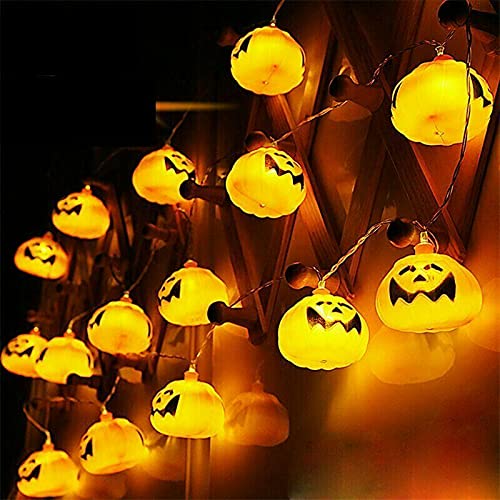 10 LED Pumpkin String Lights - Halloween Party Decorations, Christmas Lantern Lamp, 1.5m Warm White LED Lights for Home, Garden & Festival Decor (Perfect for Halloween, Christmas & Outdoor Parties)