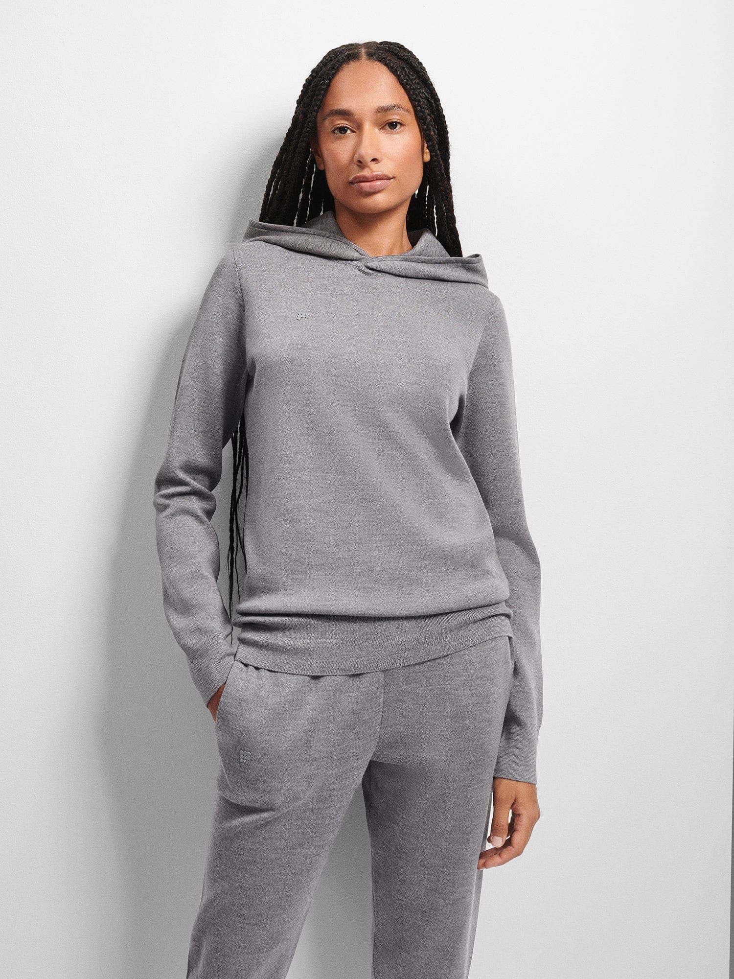 Regenerative Merino Wool Hoodie for Women - Grey Marl | Eco-Friendly & Warm Winter Wear for Outdoor Activities & Travel