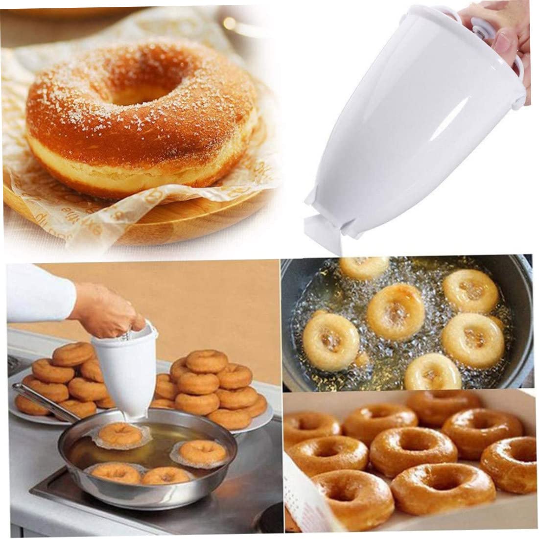 Non-Stick Plastic Donut Maker - Manual Doughnut Baking Machine with 6-Cavity Mold, DIY Homemade Donut Kit for Home Bakeries & Party Treats - Perfect for Breakfast, Desserts, and Kids' Baking Activities