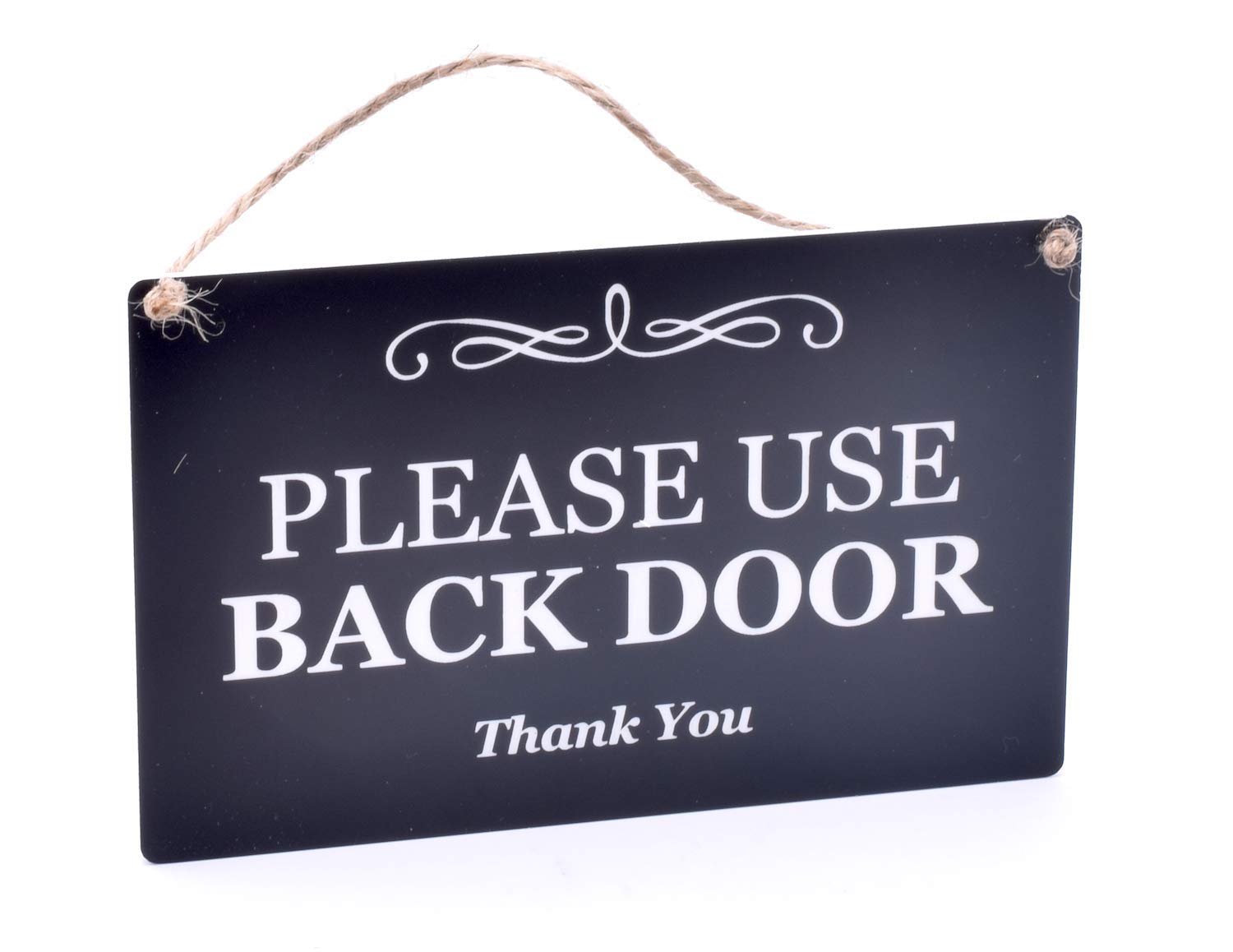 Stylish Black and White Engraved 'Please Use Back Door' Sign Plaque - Durable Home & Office Notice for Front Door, Back Door, and Business Entrance - Perfect for House, Apartment, and Commercial Buildings