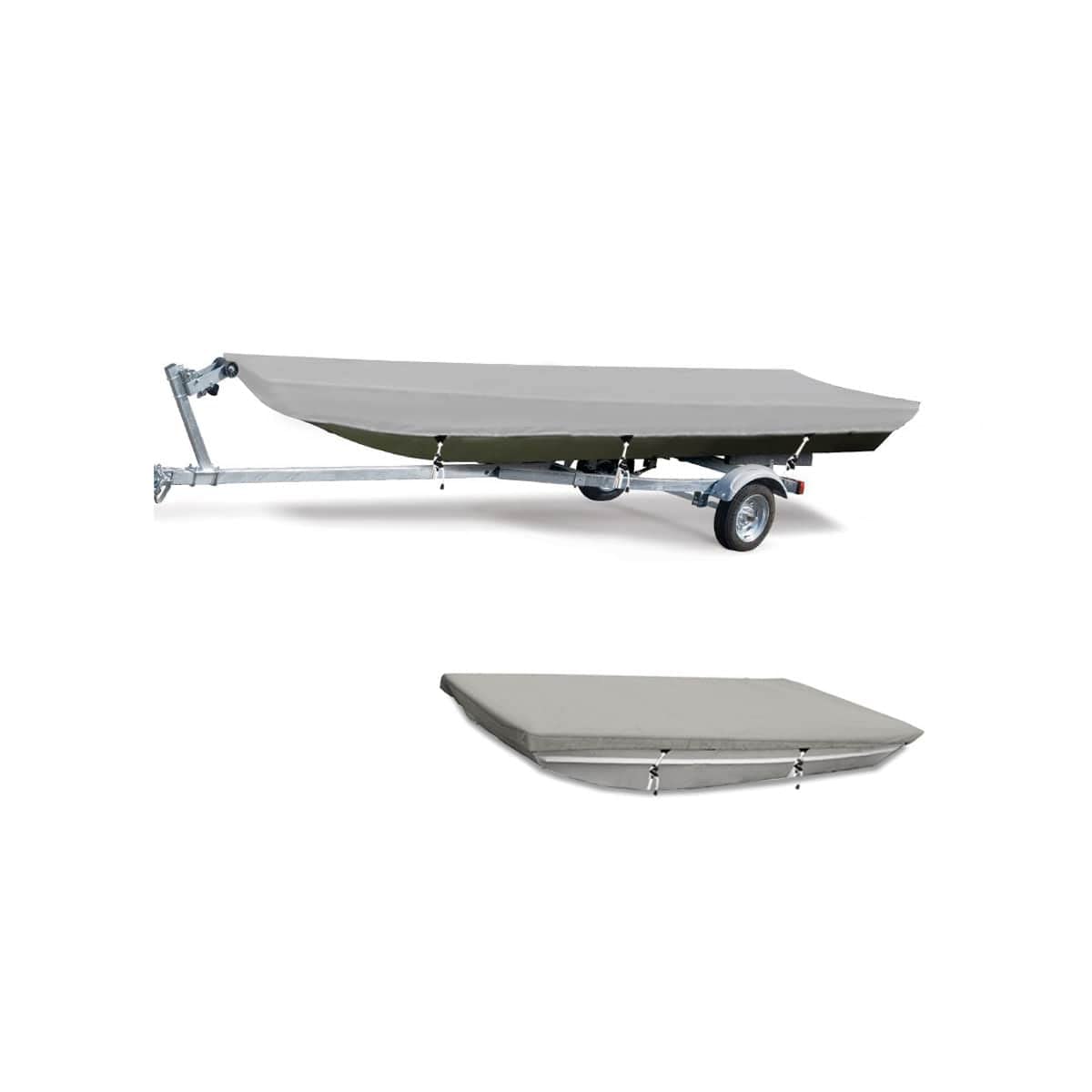 Oceansouth Heavy Duty 100% Solution Dyed Polyester Jon Boat Cover (12'-14') - Waterproof Boat Cover with Straps & Buckles for Fishing, Pontoon, Bass Boats - Marine Accessories for Outdoor Protection & Storage