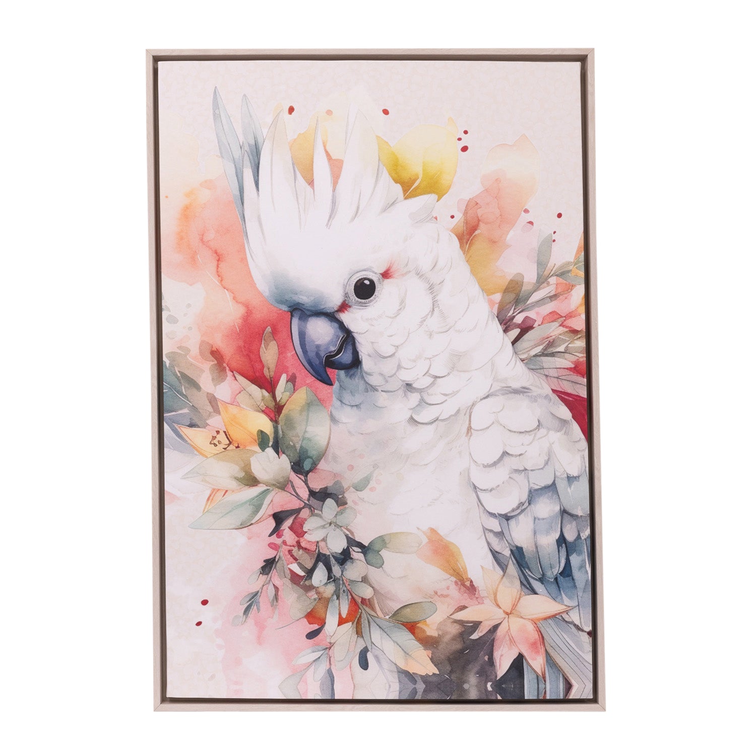 Splosh Cockatoo Framed Canvas Wall Art 64x94 - Native Blooms Floral Print, Perfect for Living Room, Bedroom & Office Decor