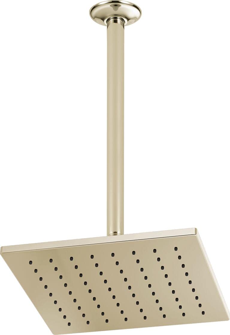 Delta Faucet Rain Shower Head - High Pressure Ceiling Mount Rainfall Showerhead with Lumicoat Finish in Polished Nickel (Includes Shower Arm) - Perfect for Spa-Like Bathroom Experience and Luxury Home Upgrade