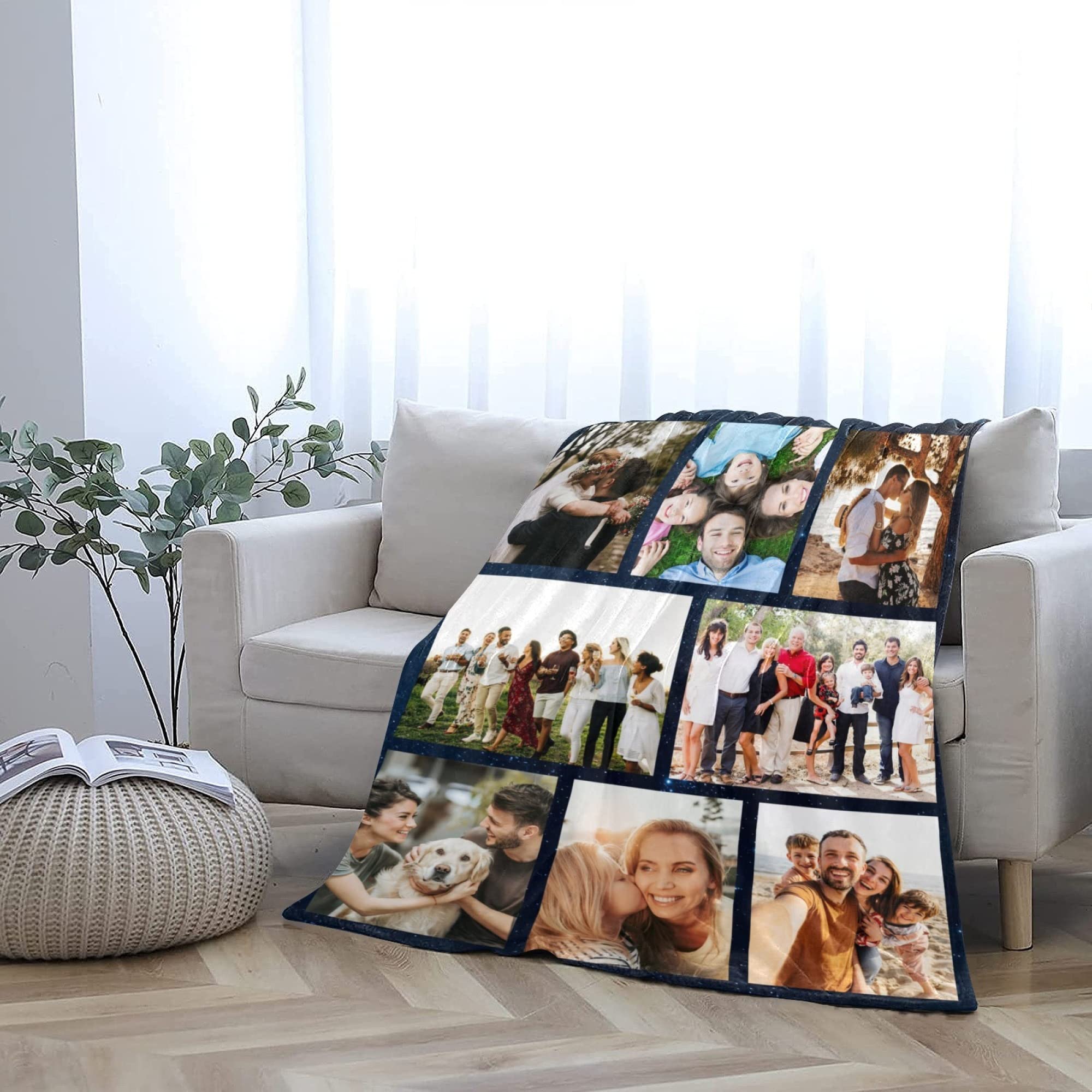 Custom Photo Blanket - Personalized Fleece Throw Blanket with Text & Collage | Family Gifts for Birthday, Christmas, Wedding Anniversary | Cozy Home Decor, Gift Idea for Loved Ones