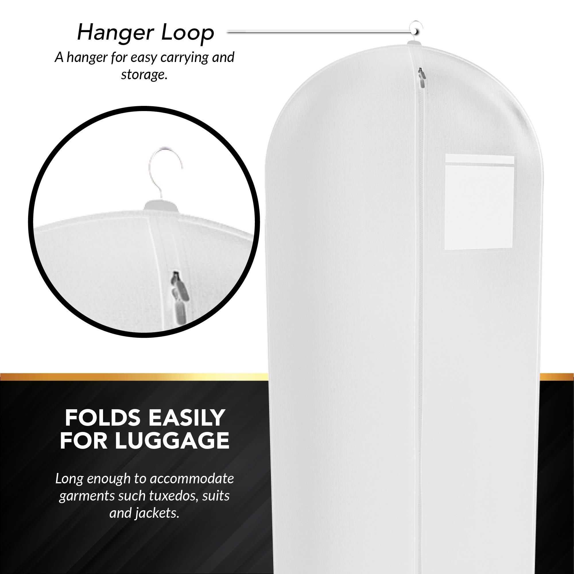 Premium White Suit, Dress & Gown Garment Travel Bags - 54