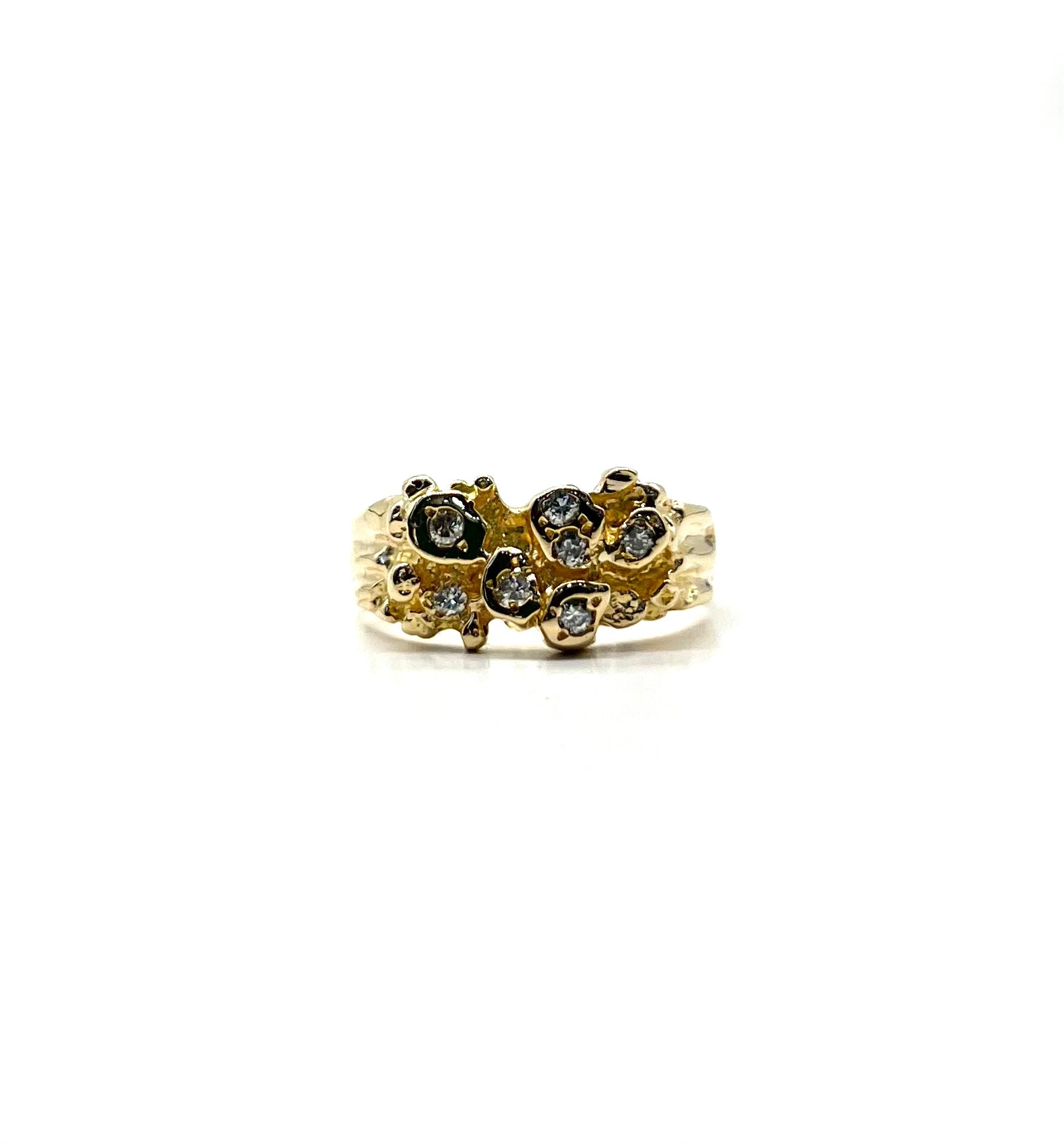 14K Gold Diamond Nugget Ring for Women - Elegant Stackable Jewelry for Everyday Wear & Special Occasions