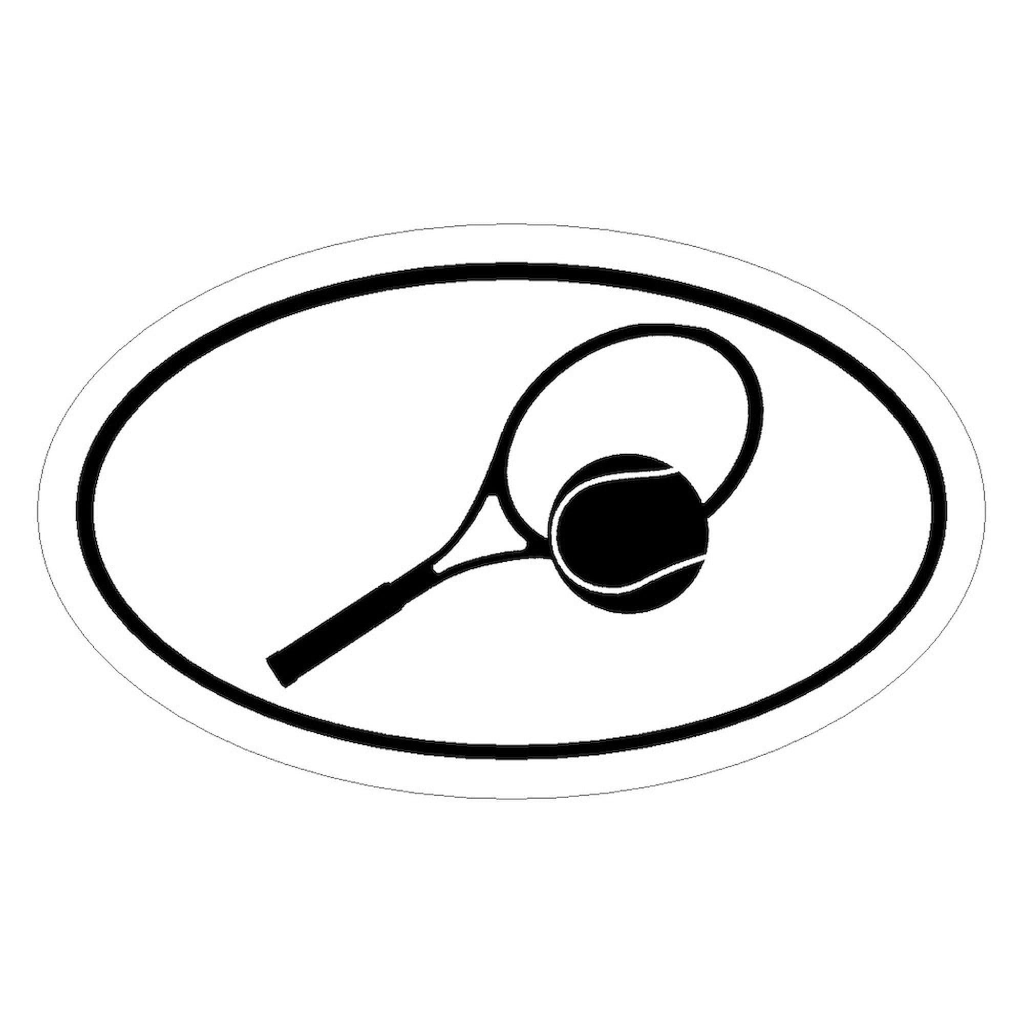 Tennis Racket and Ball Oval Sticker - Waterproof Vinyl Decal for Cars, Laptops, Windows | Perfect for Tennis Lovers, Sports Fans & Vehicle Decoration