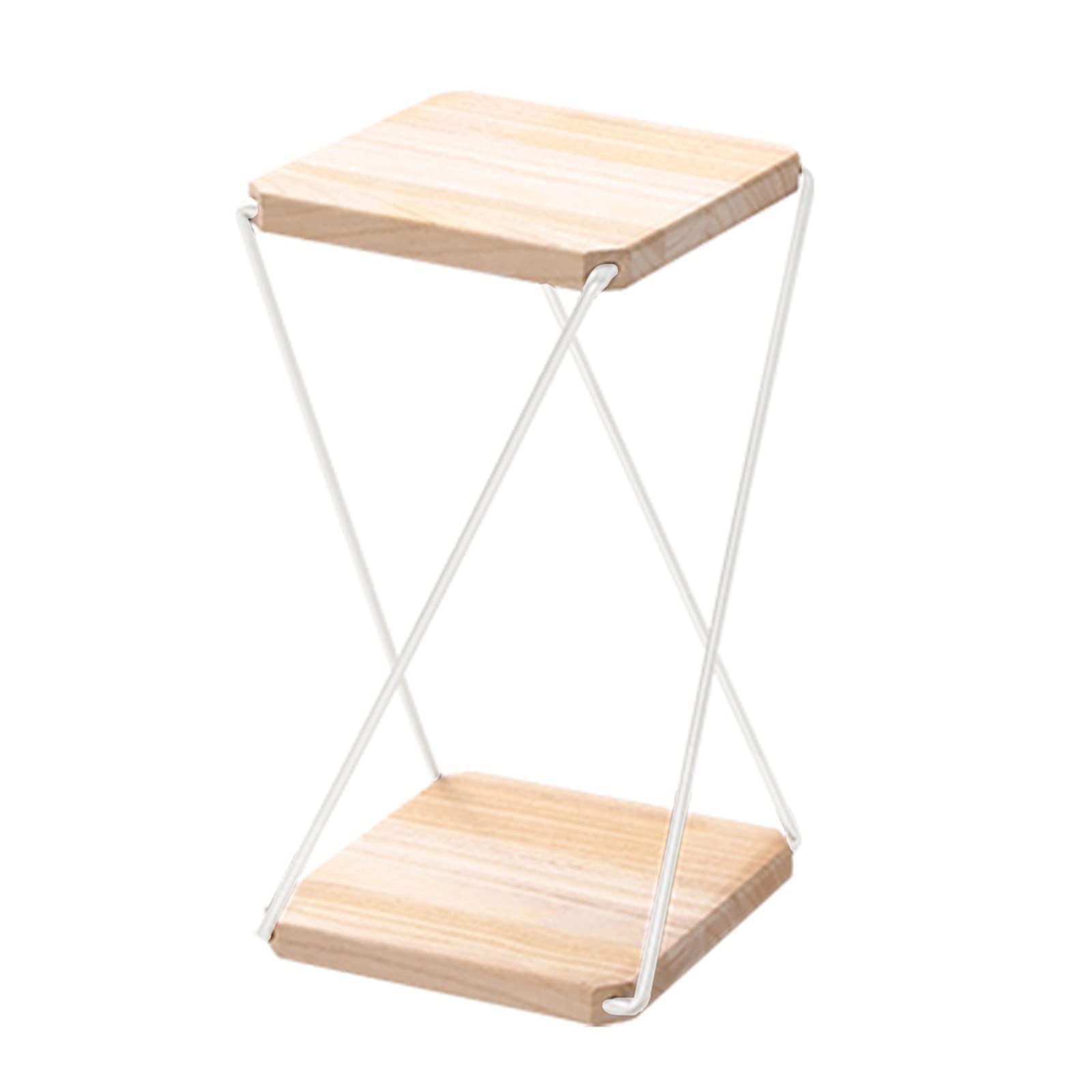 2-Tier White Wooden Flower Stand - Floor Standing Plant Holder for Potted Plants, Succulents & Home Decor - Perfect for Living Room, Garden & Indoor Greenery