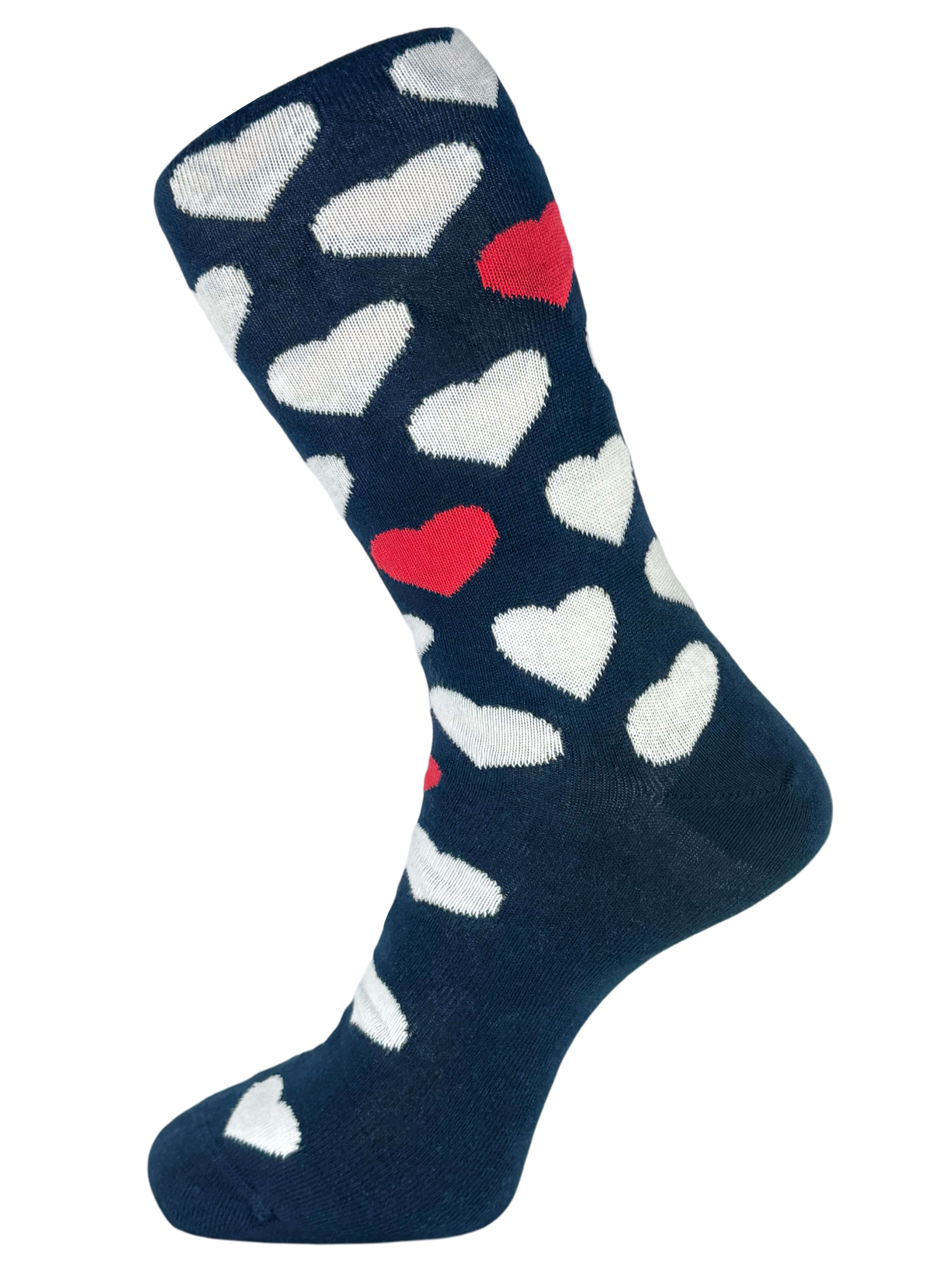 DÉCLIC Hearts Socks for Women - Navy Blue Valentine's Day Gift, Comfortable Cotton Ankle Socks - Perfect for Casual Wear, Gifts, and Special Occasions