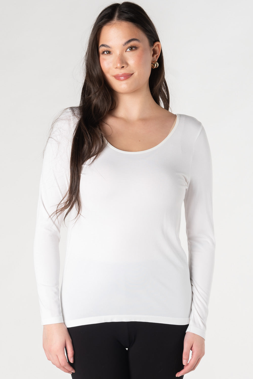 Aurora Seamless Bamboo Long Sleeve Shirt for Women - Soft & Breathable White Top for Yoga, Lounge & Everyday Wear