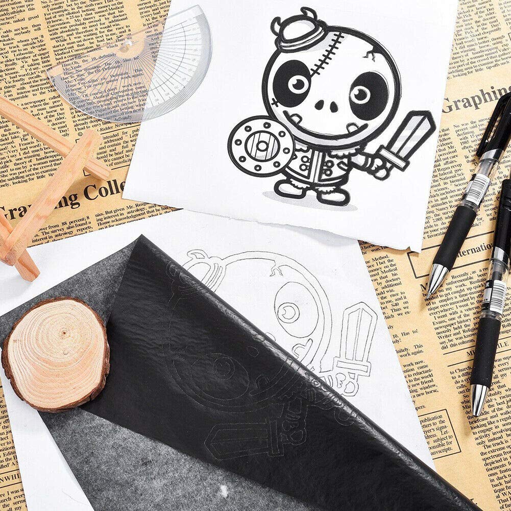 100PCS A4 Carbon Transfer Paper - Black Copy Duplicate Paper for Wood, Paper, Canvas & Art Projects - Perfect for Tracing, DIY Crafts, and Artwork Transfer